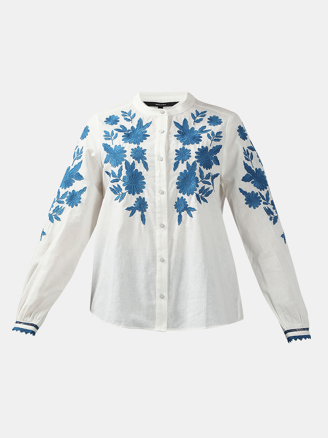 White Embroidered Cotton Shirt
