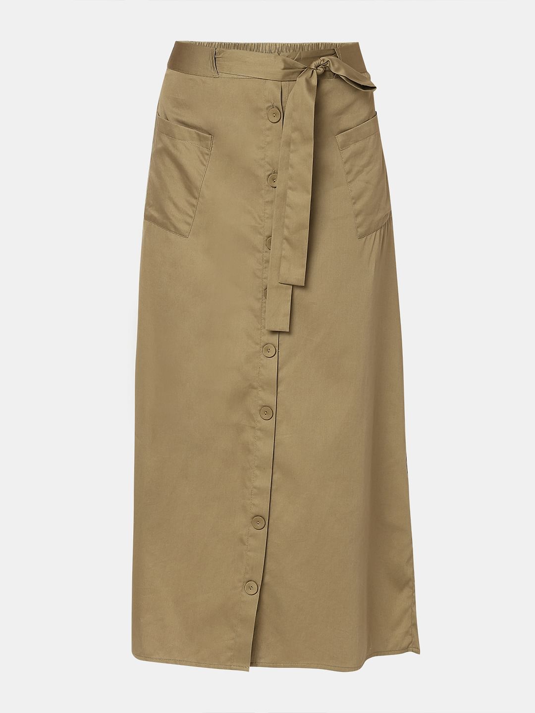 Green High Rise Midi Skirt
