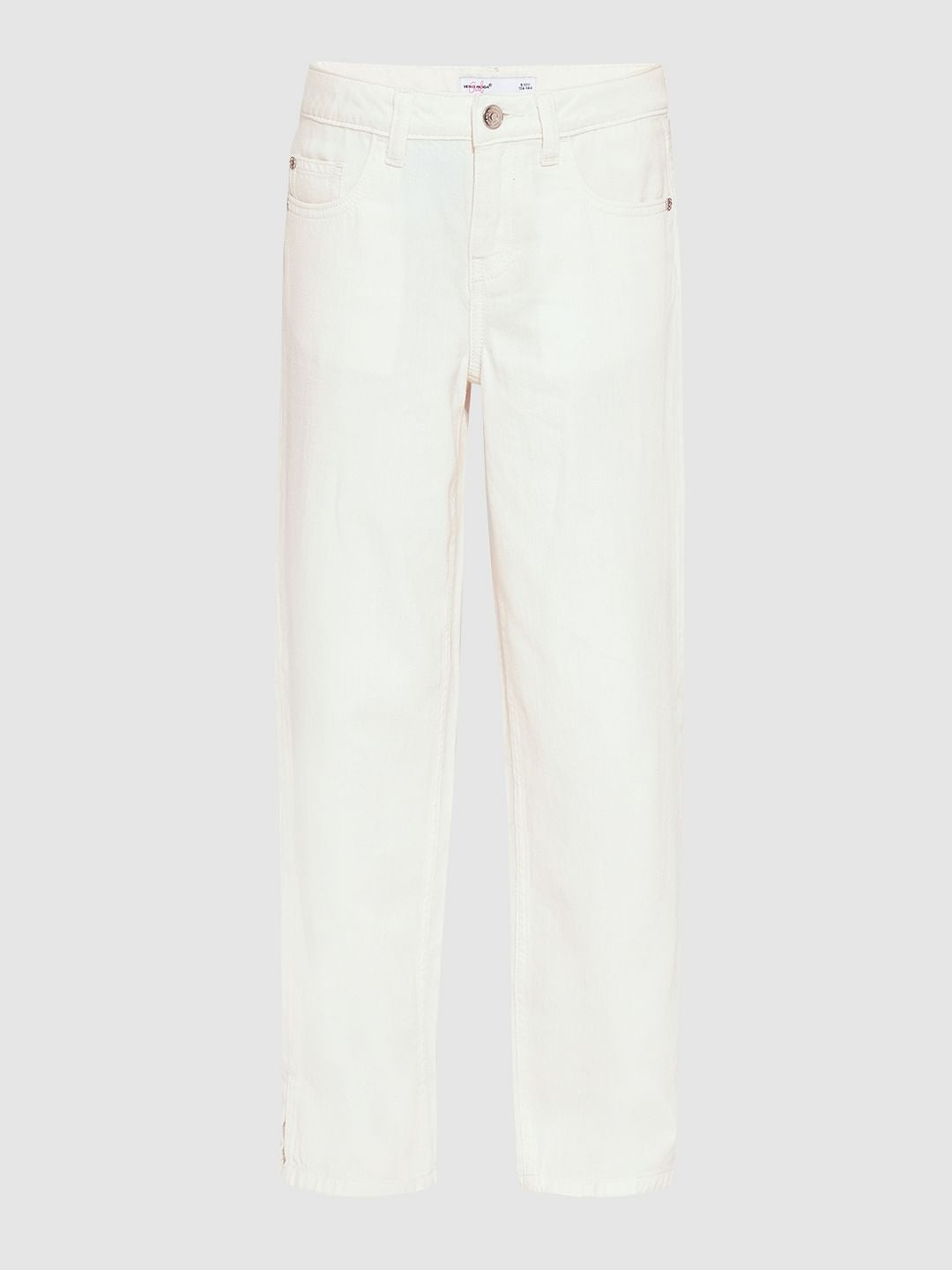 Girls White Wide Leg Jeans