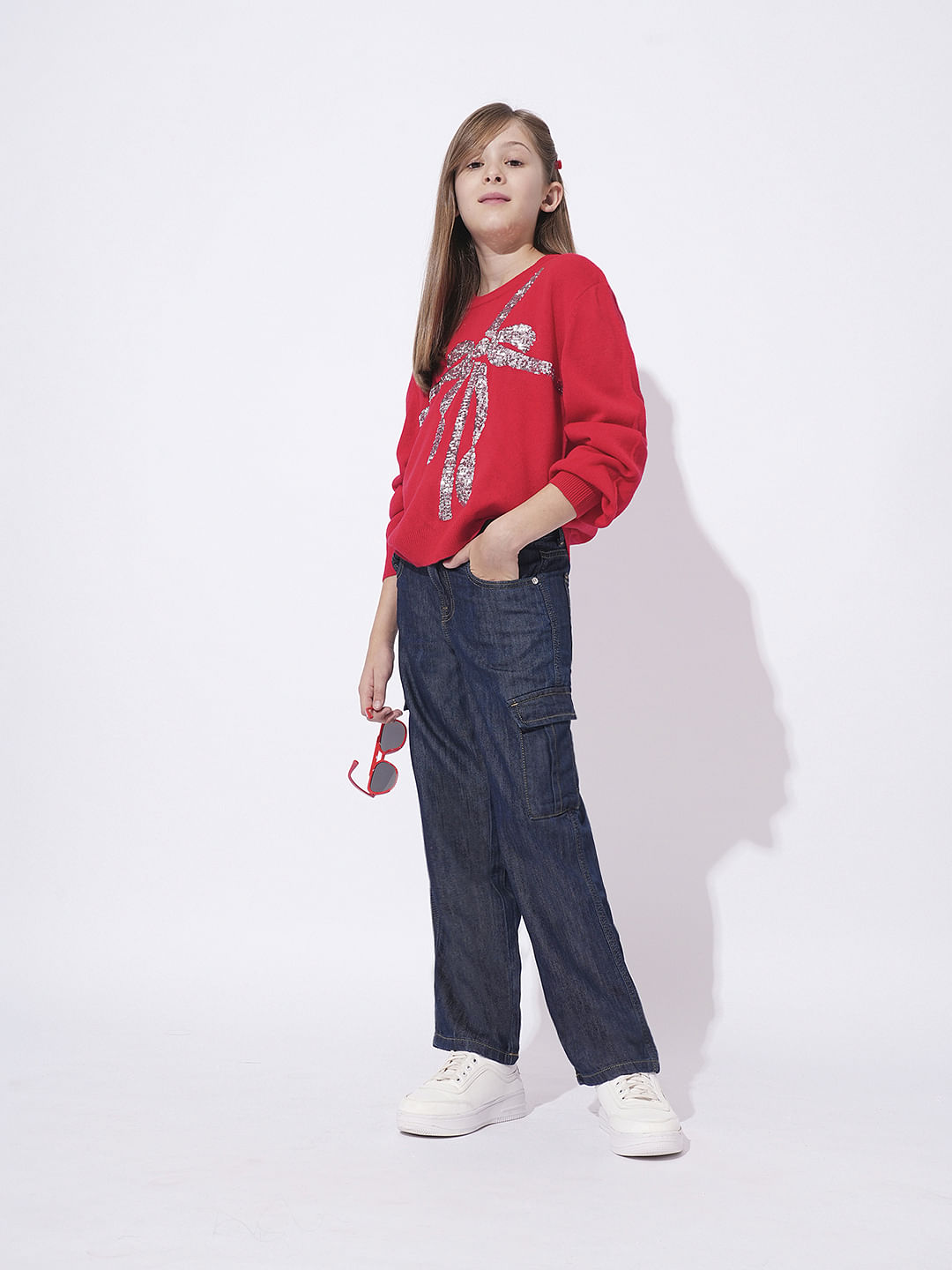 Girls Dark Blue Flared Jeans