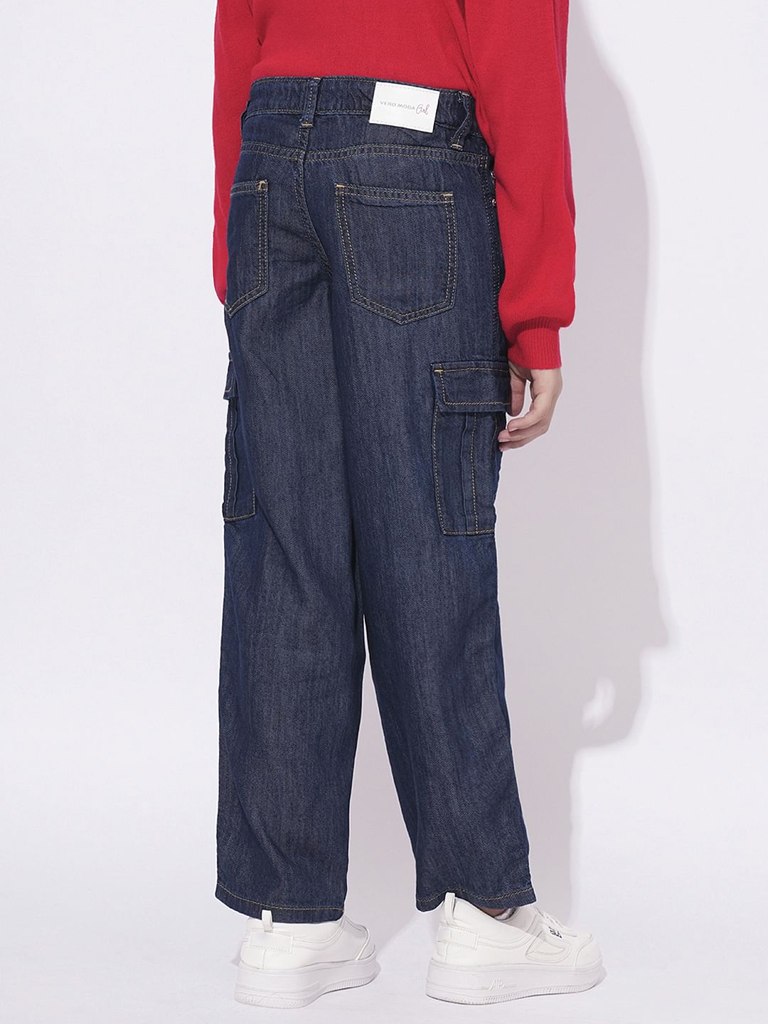 Girls Dark Blue Flared Jeans