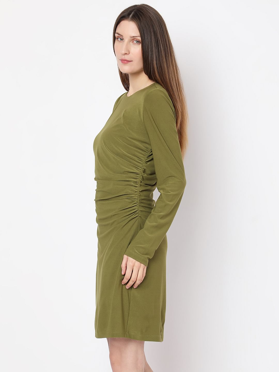Olive Full Sleeves Mini Dress