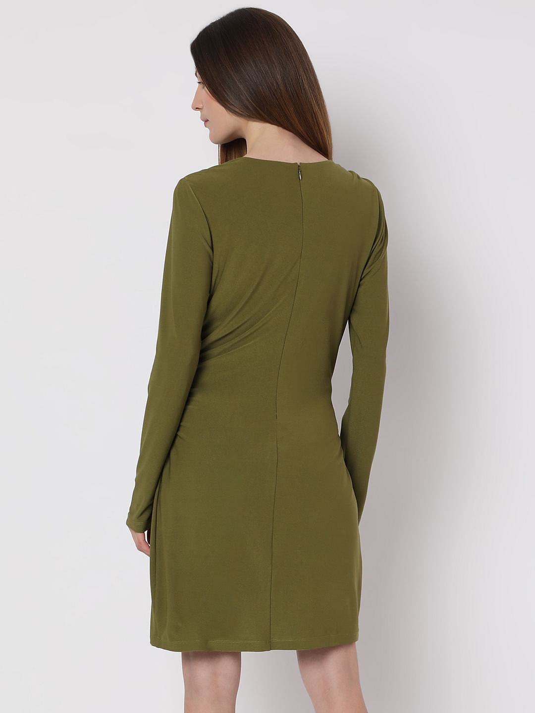 Olive Full Sleeves Mini Dress