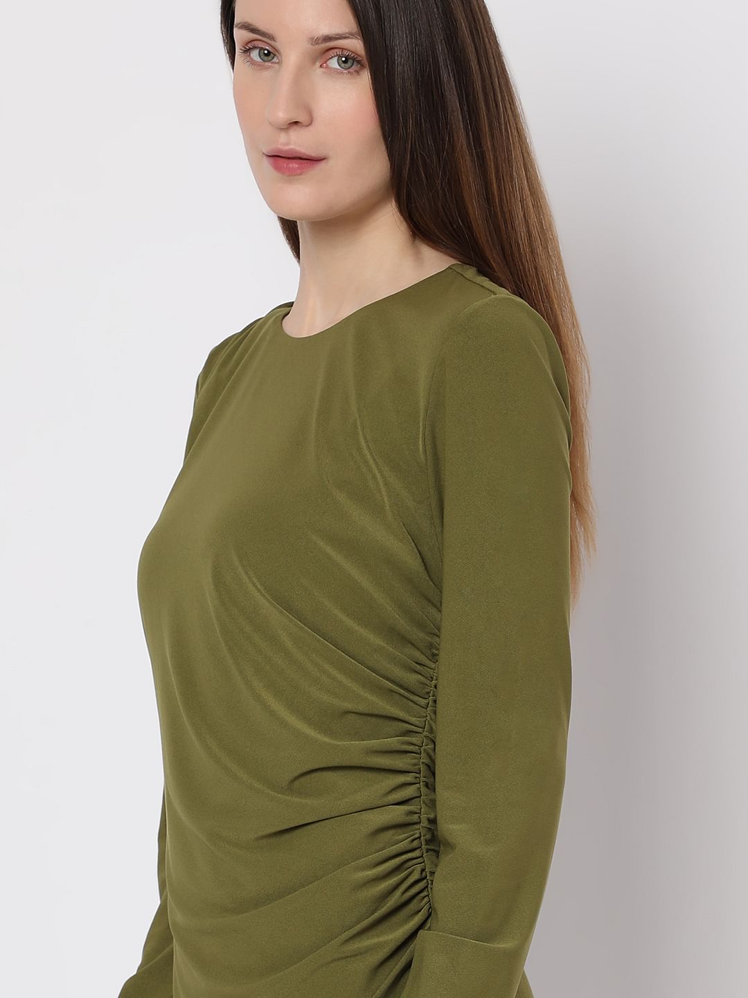 Olive Full Sleeves Mini Dress