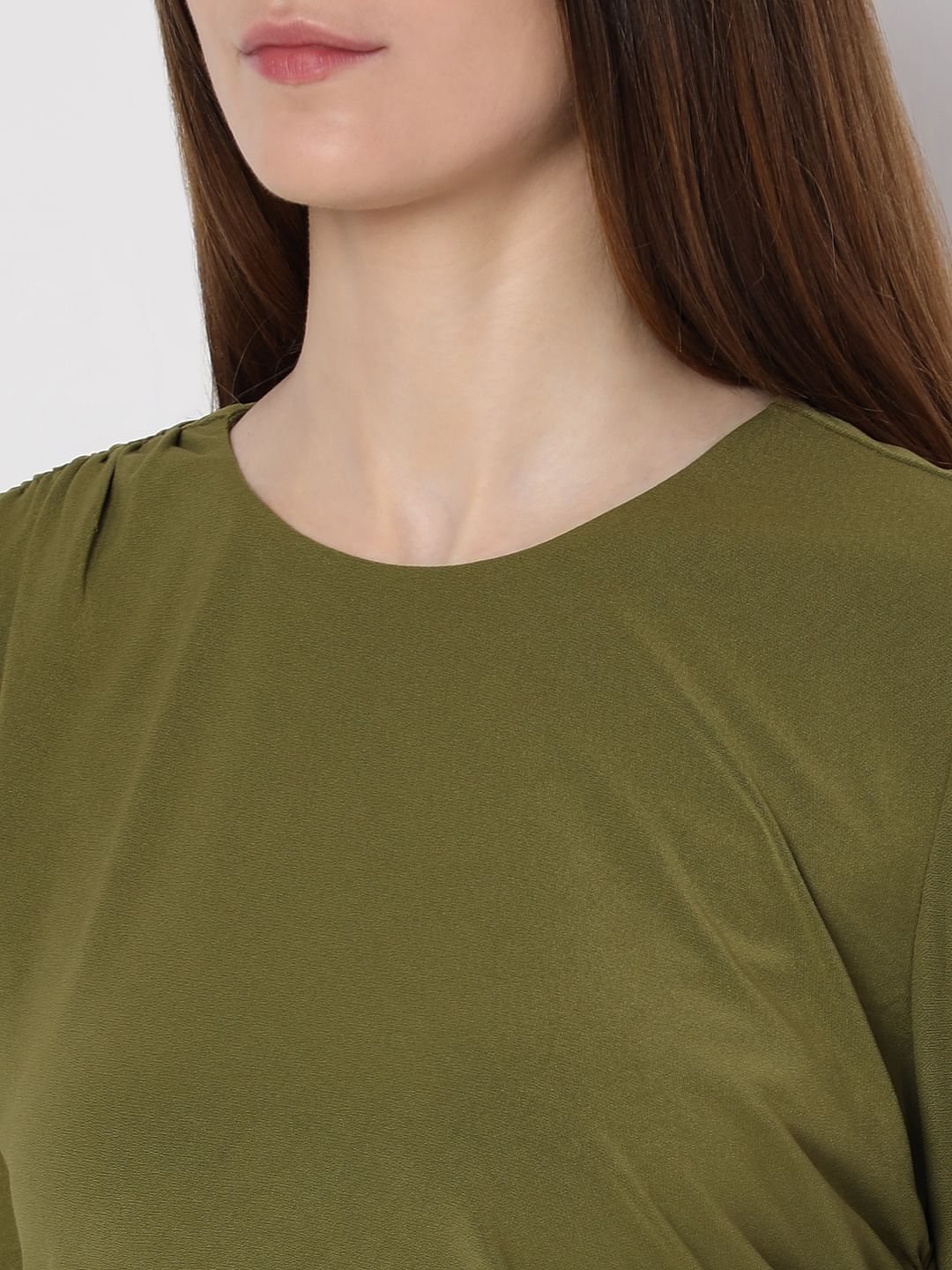 Olive Full Sleeves Mini Dress