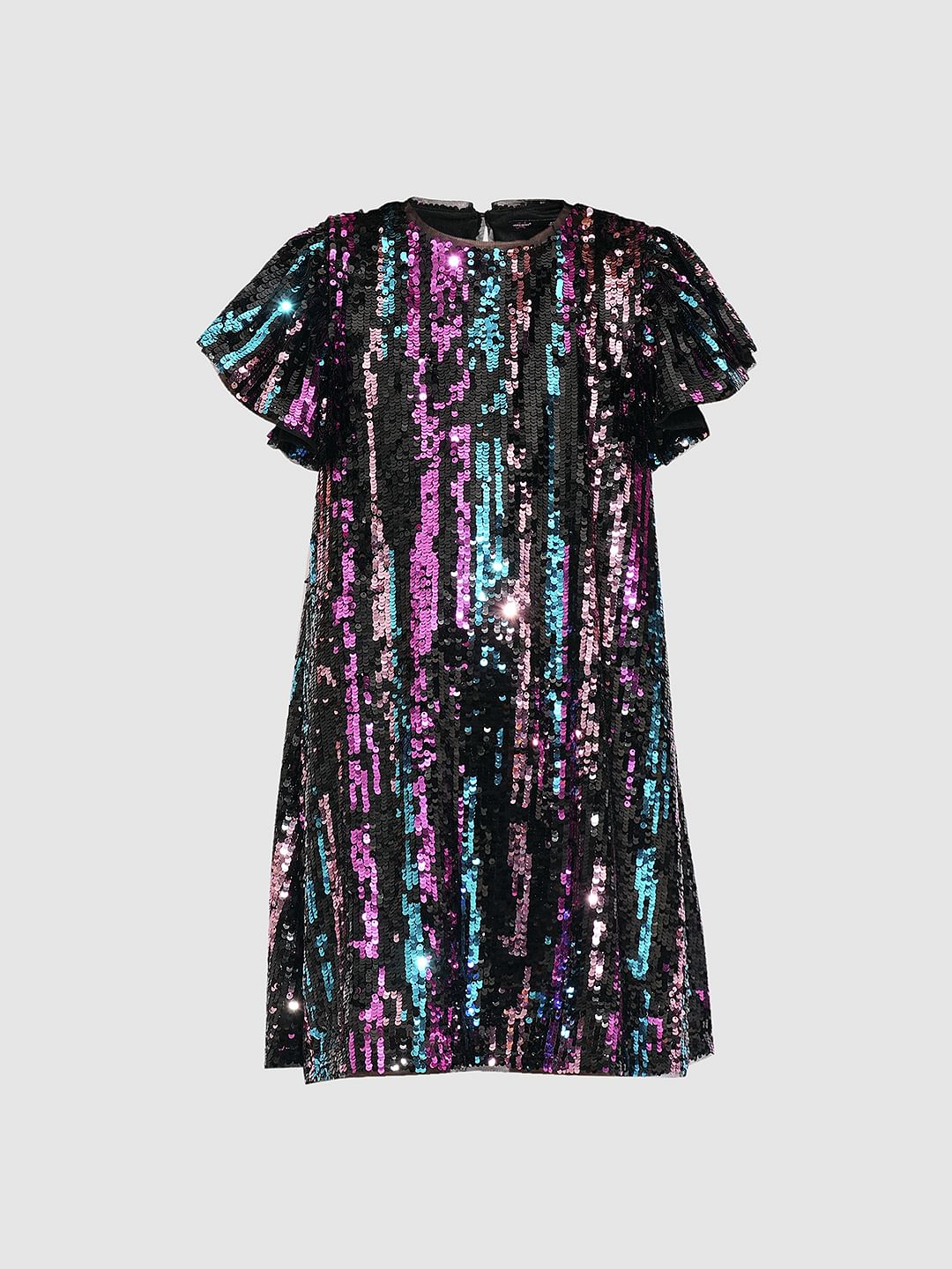 Girls Black Sequinned Dress