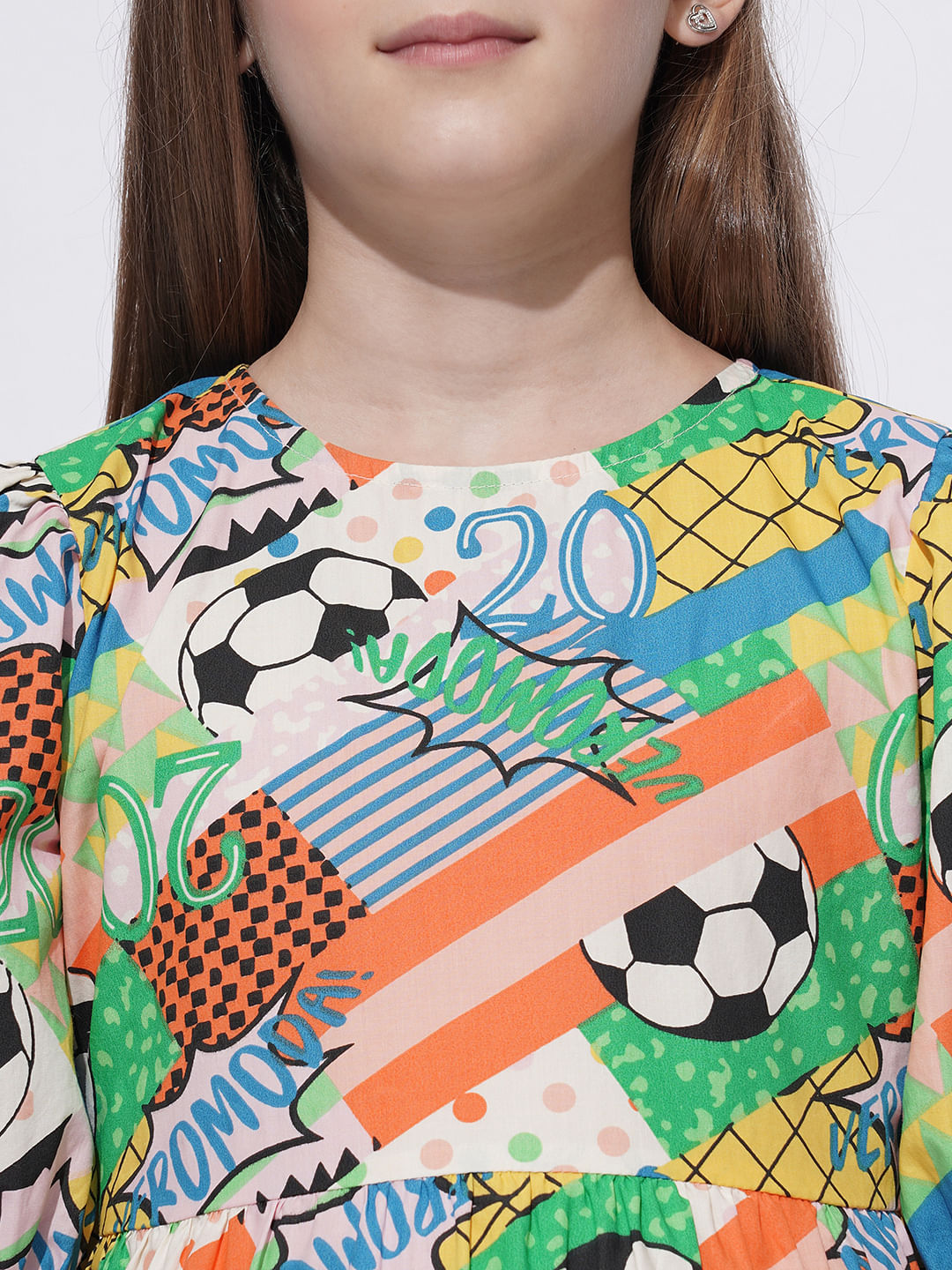 Girls Multi-Colour Printed Cotton Dress