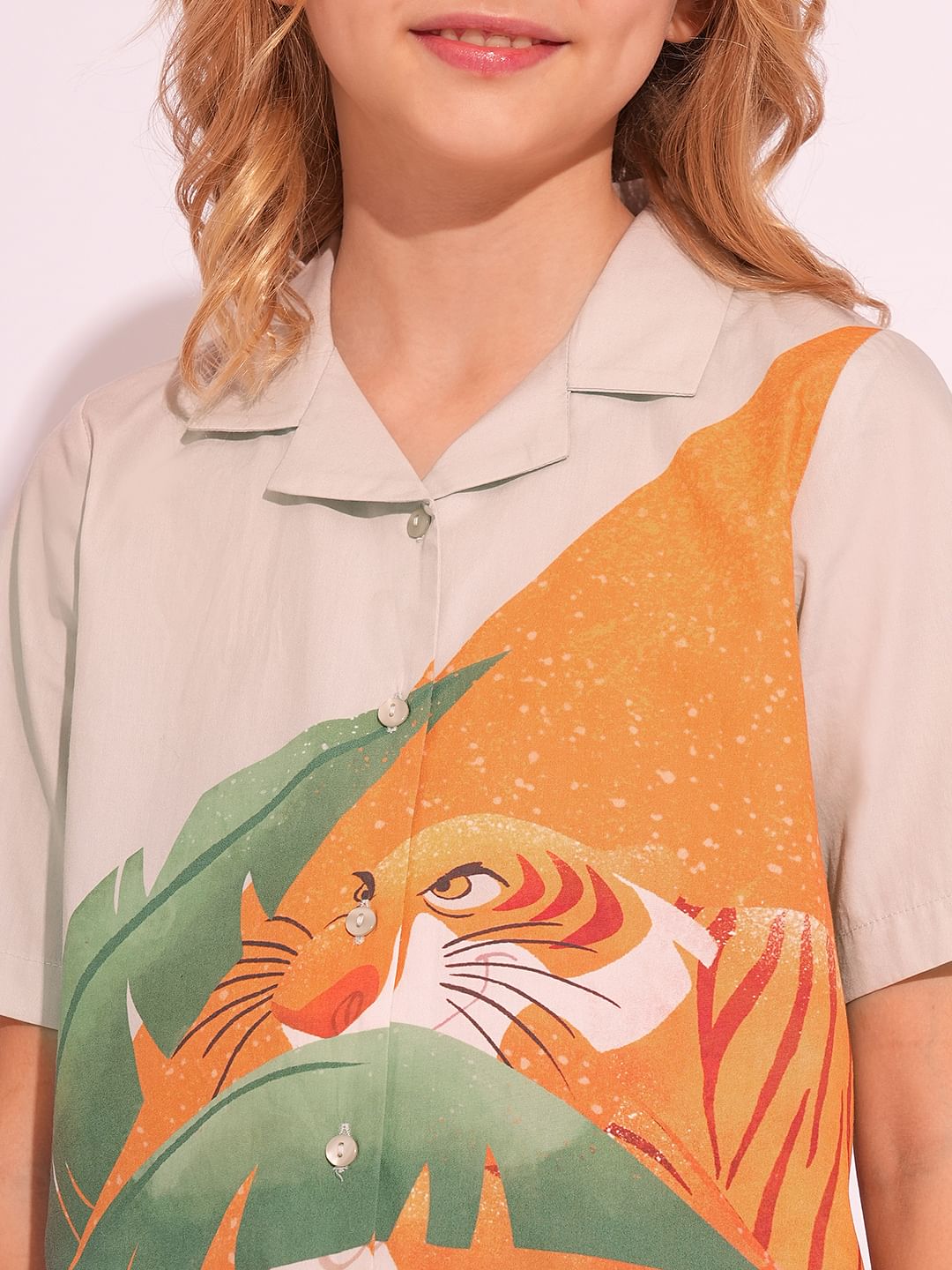 X Jungle Book Beige Printed Short Sleeves Shirt