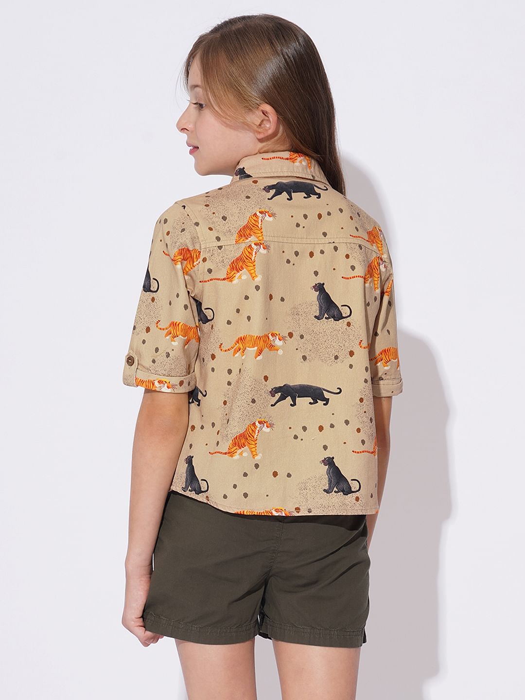 Girls Beige Jungle Book Print Shirt
