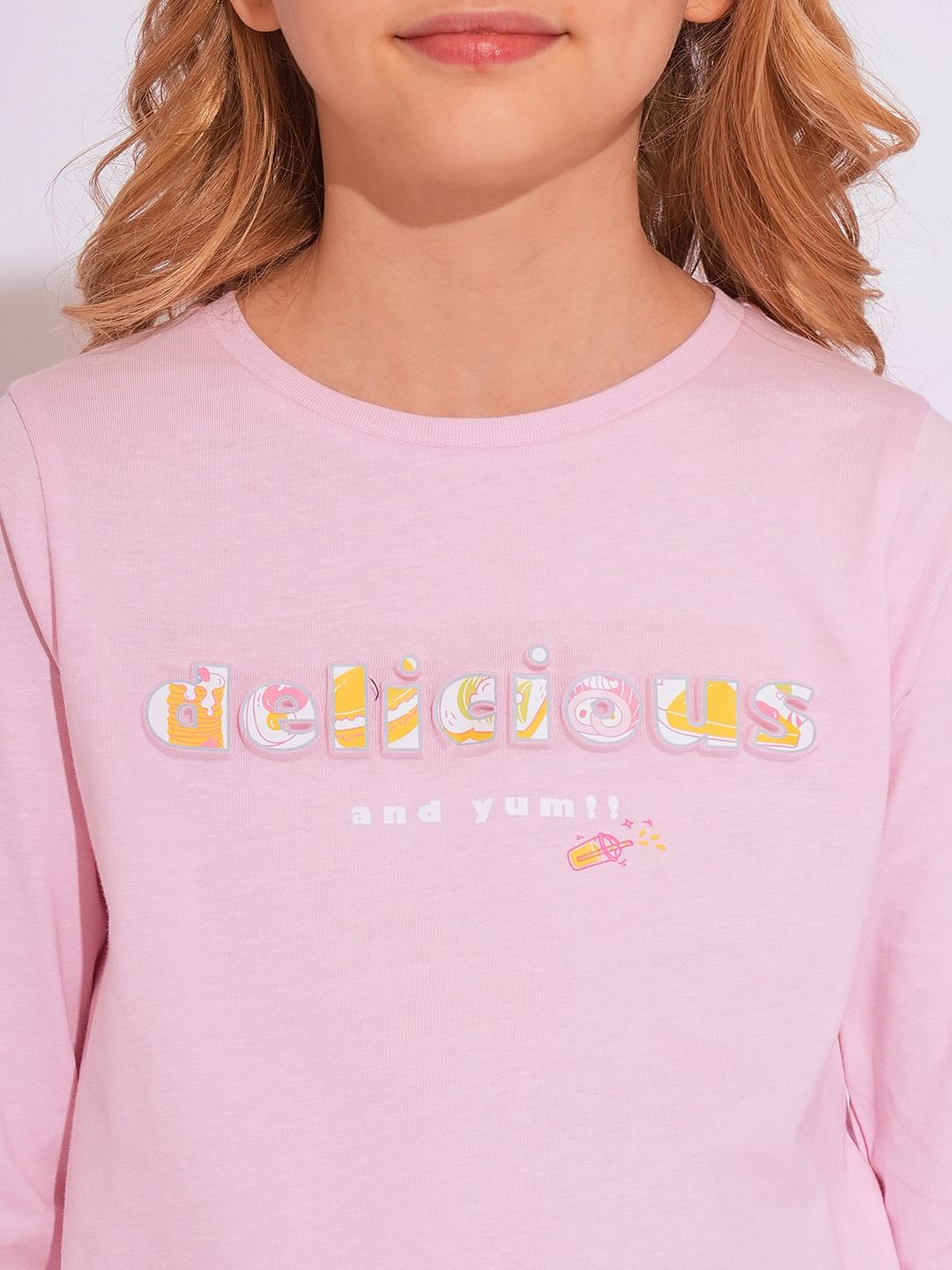 Girls Pink Embossed Text T-Shirt