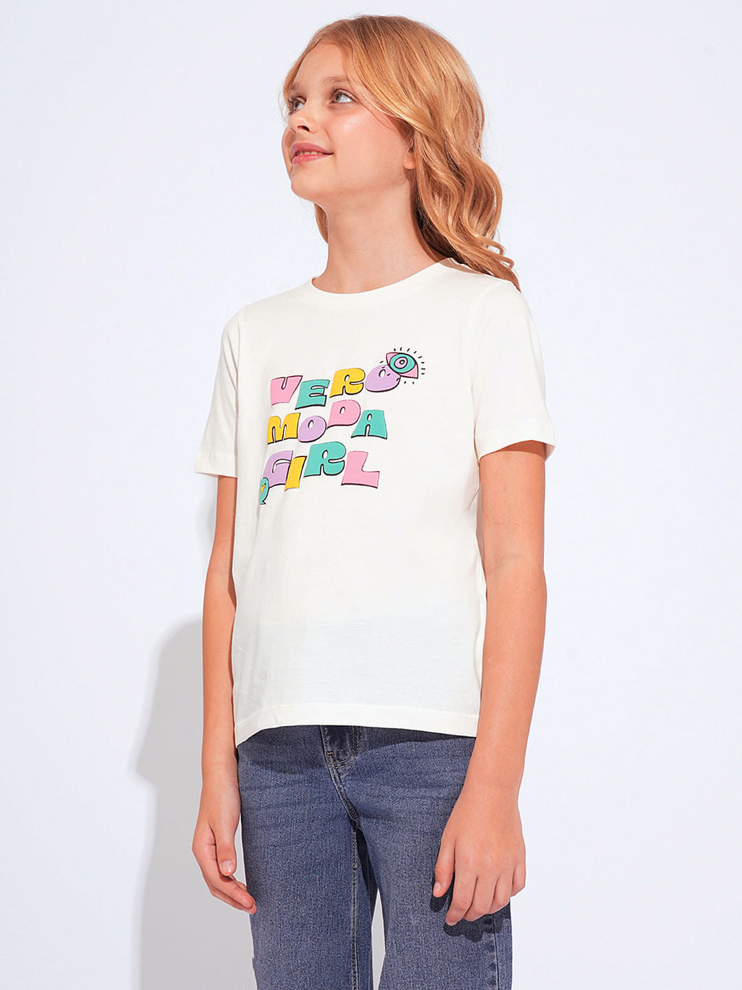 Girls White Logo Print T-Shirt