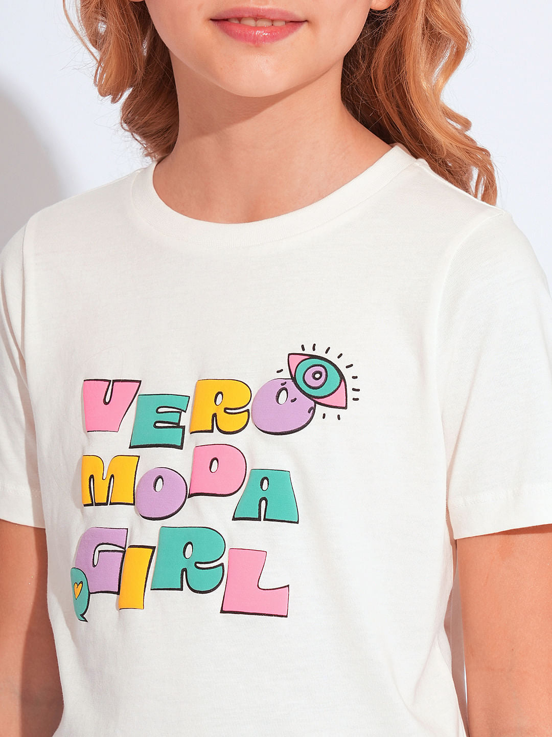 Girls White Logo Print T-Shirt