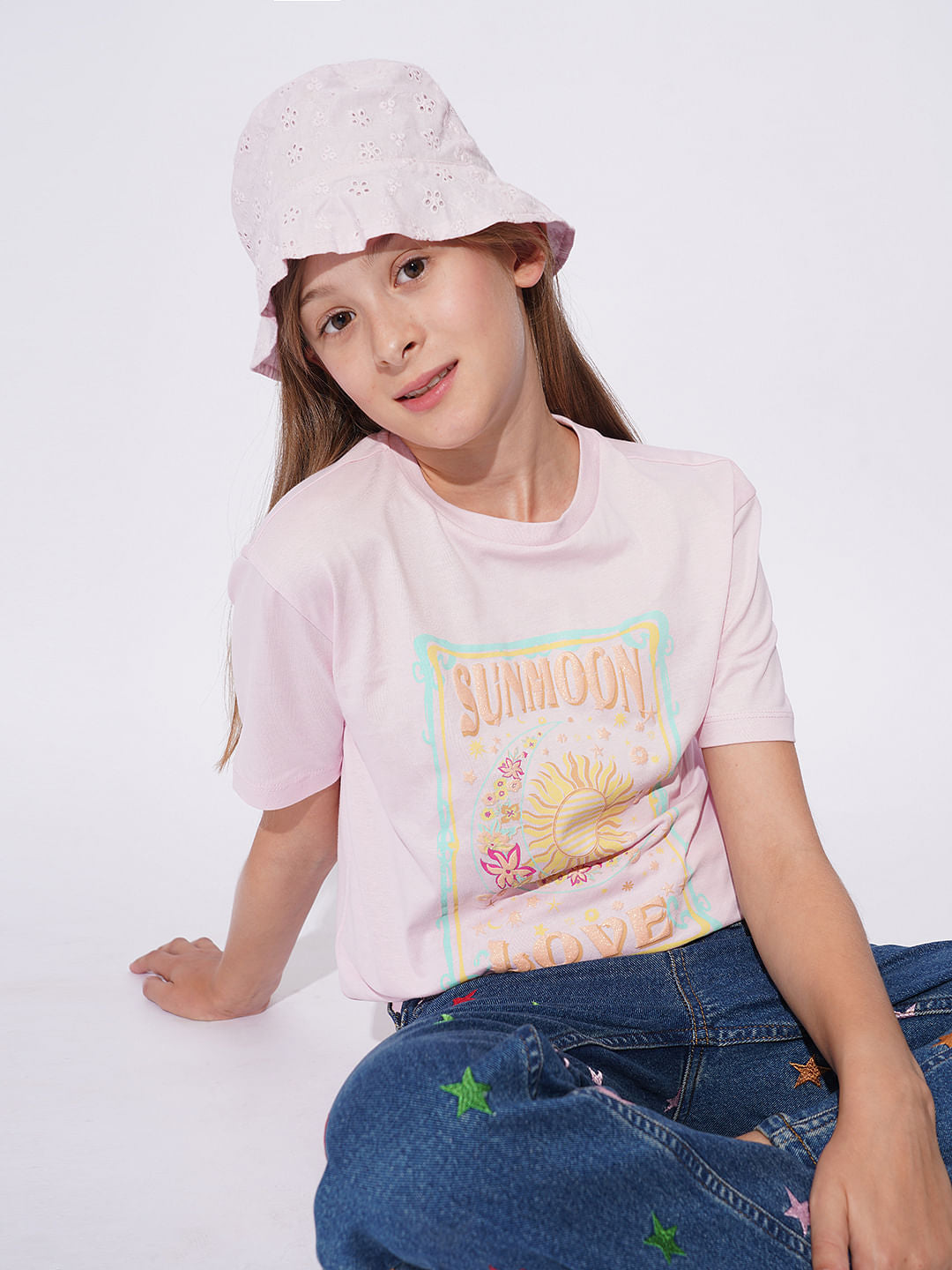 Girls Pink Printed T-Shirt