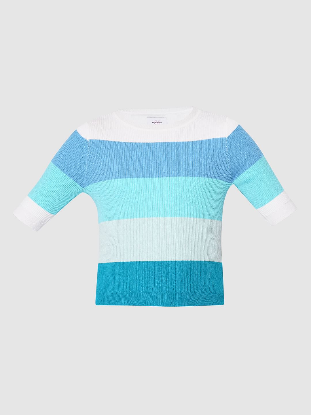 Girls Blue Colourblocked Knit Top