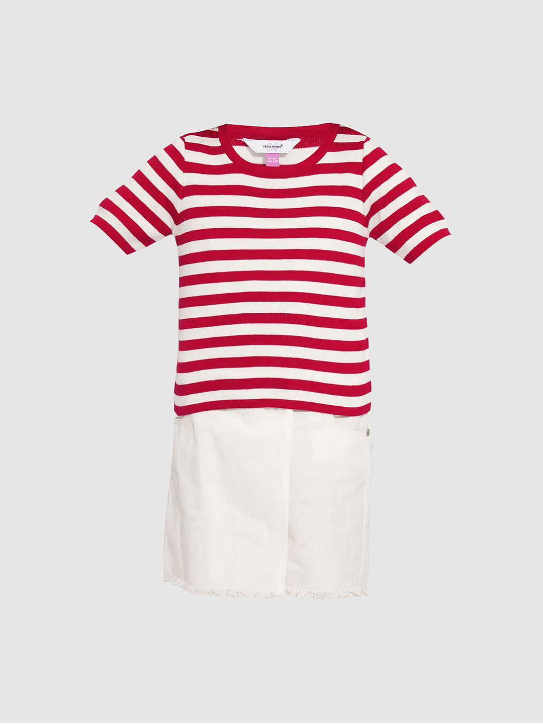Girls Red Striped Knitted Top