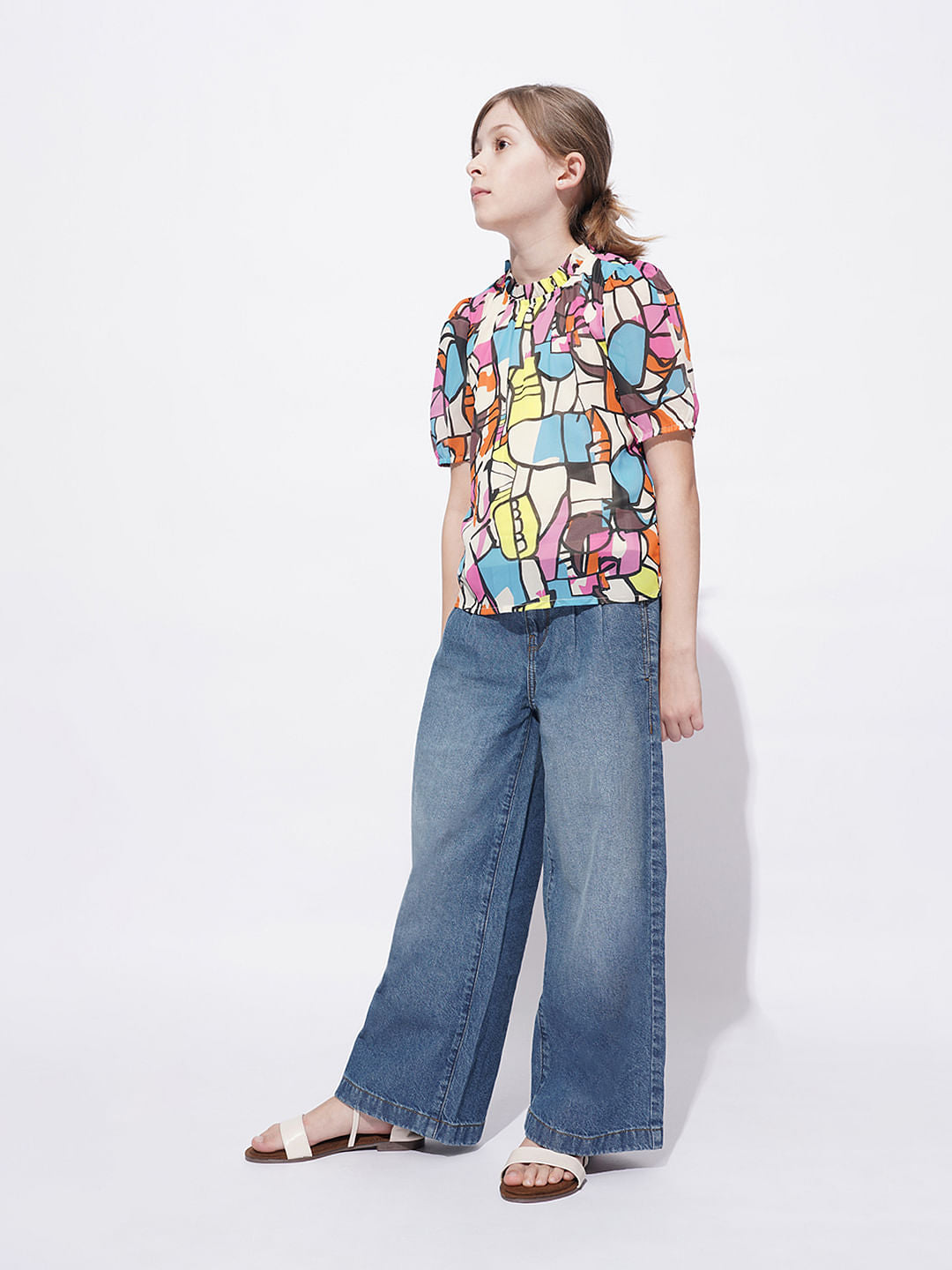 Girls Pink Abstract Print Top