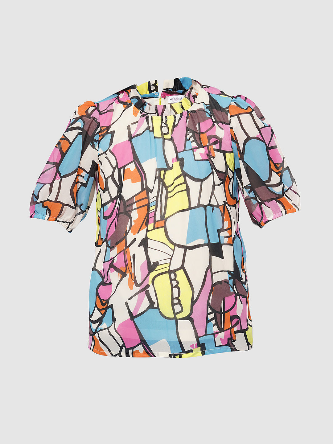 Girls Pink Abstract Print Top