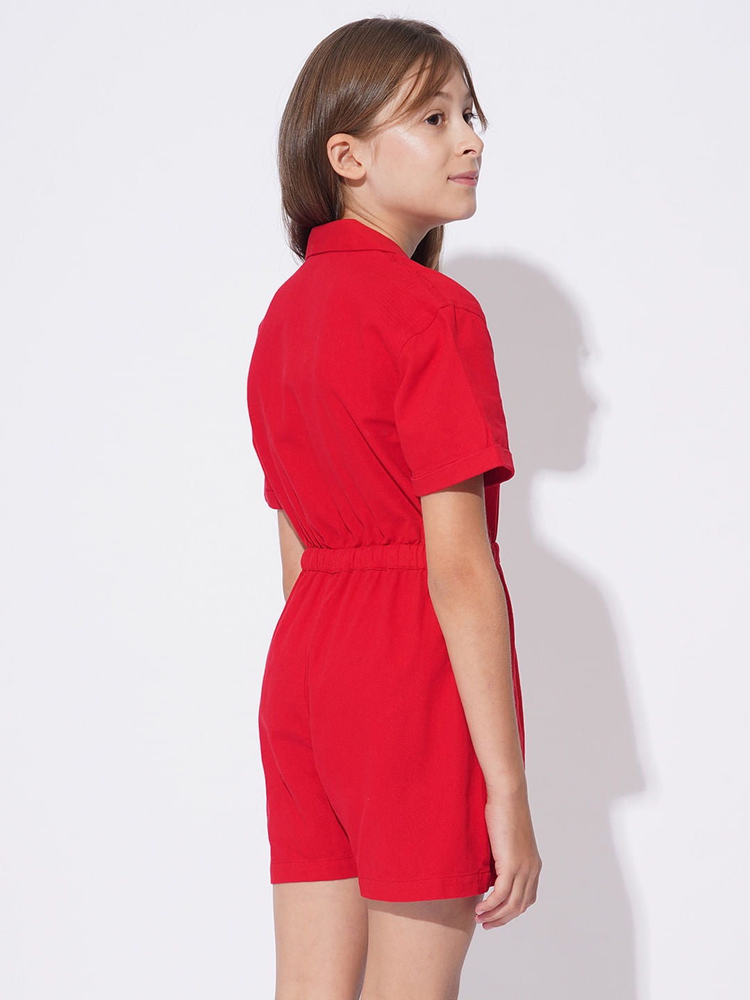 Girls Red Short Playsuit