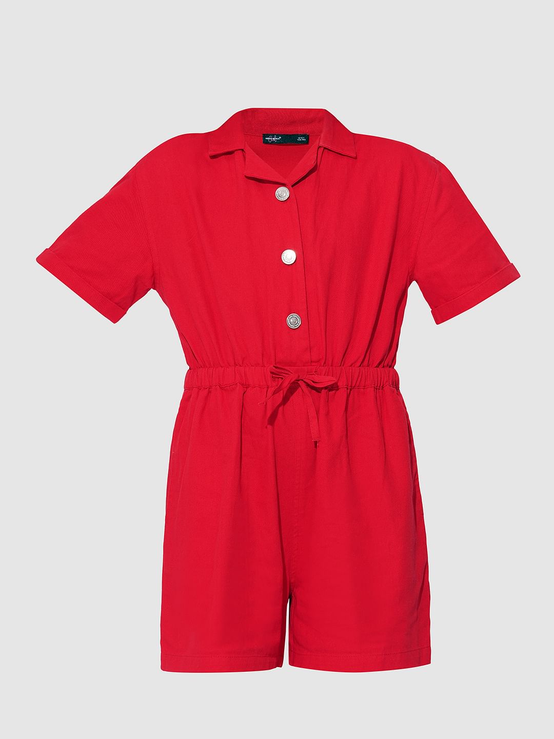 Girls Red Short Playsuit