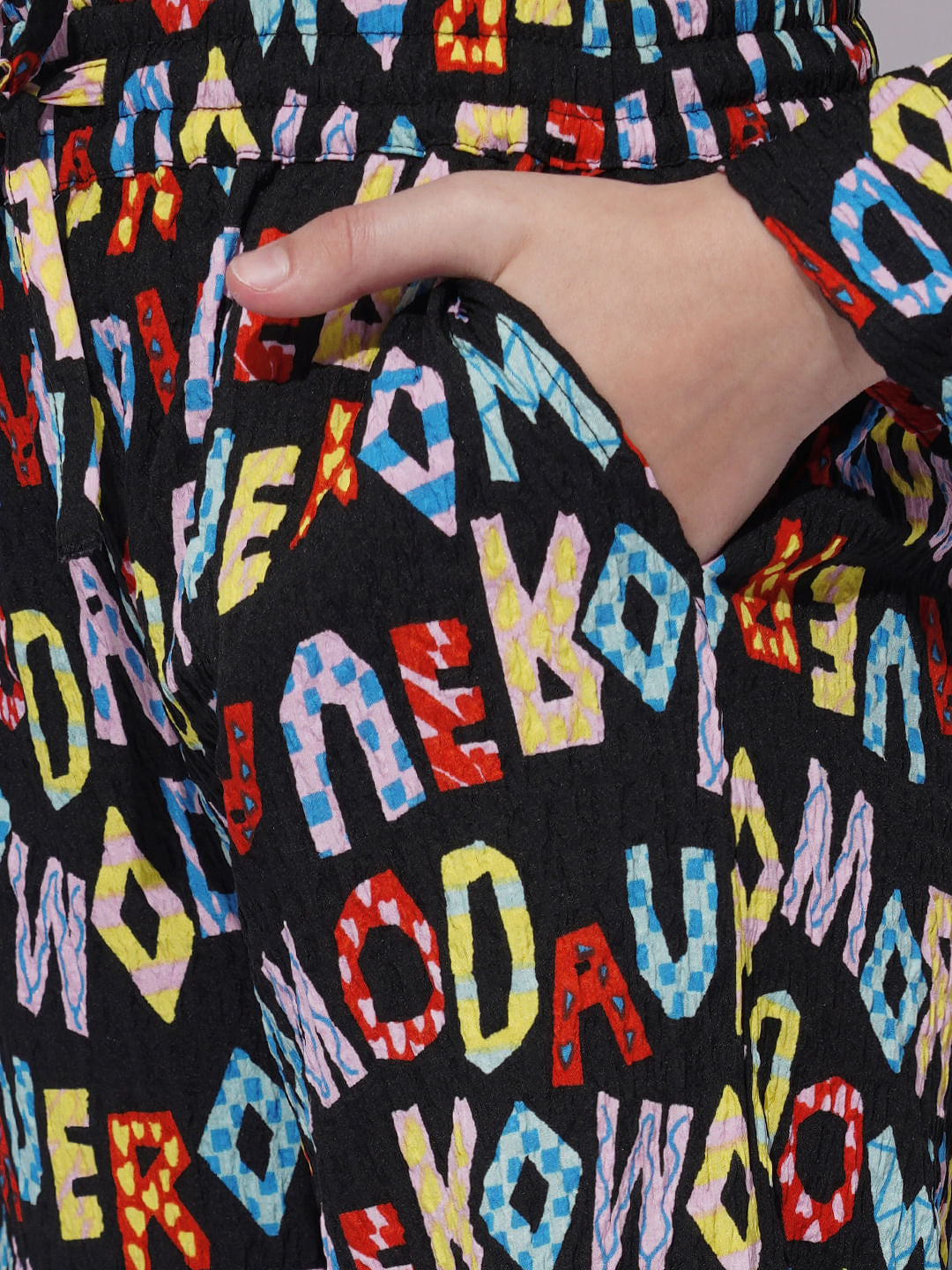 Girls Black Alphabet Print Co-Ord Set Pants