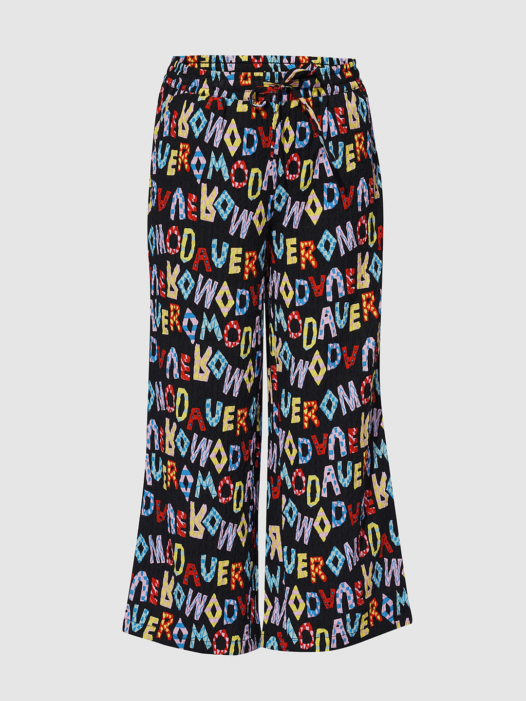 Girls Black Alphabet Print Co-Ord Set Pants