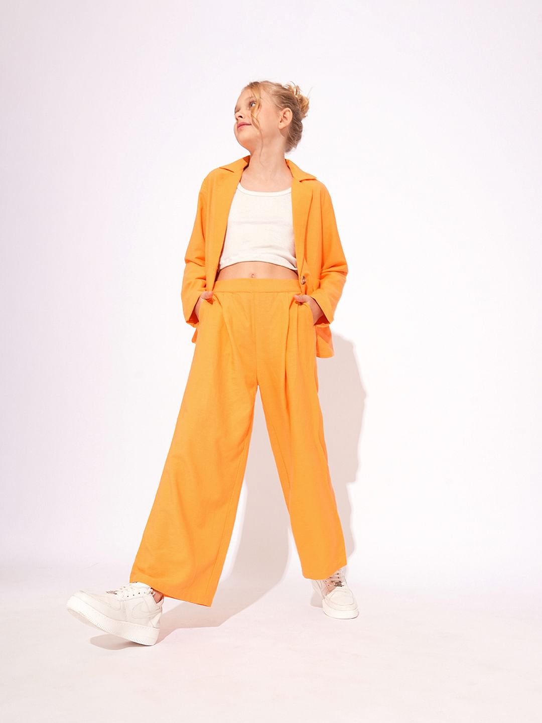 Girls Orange Co-Ord Set Pants