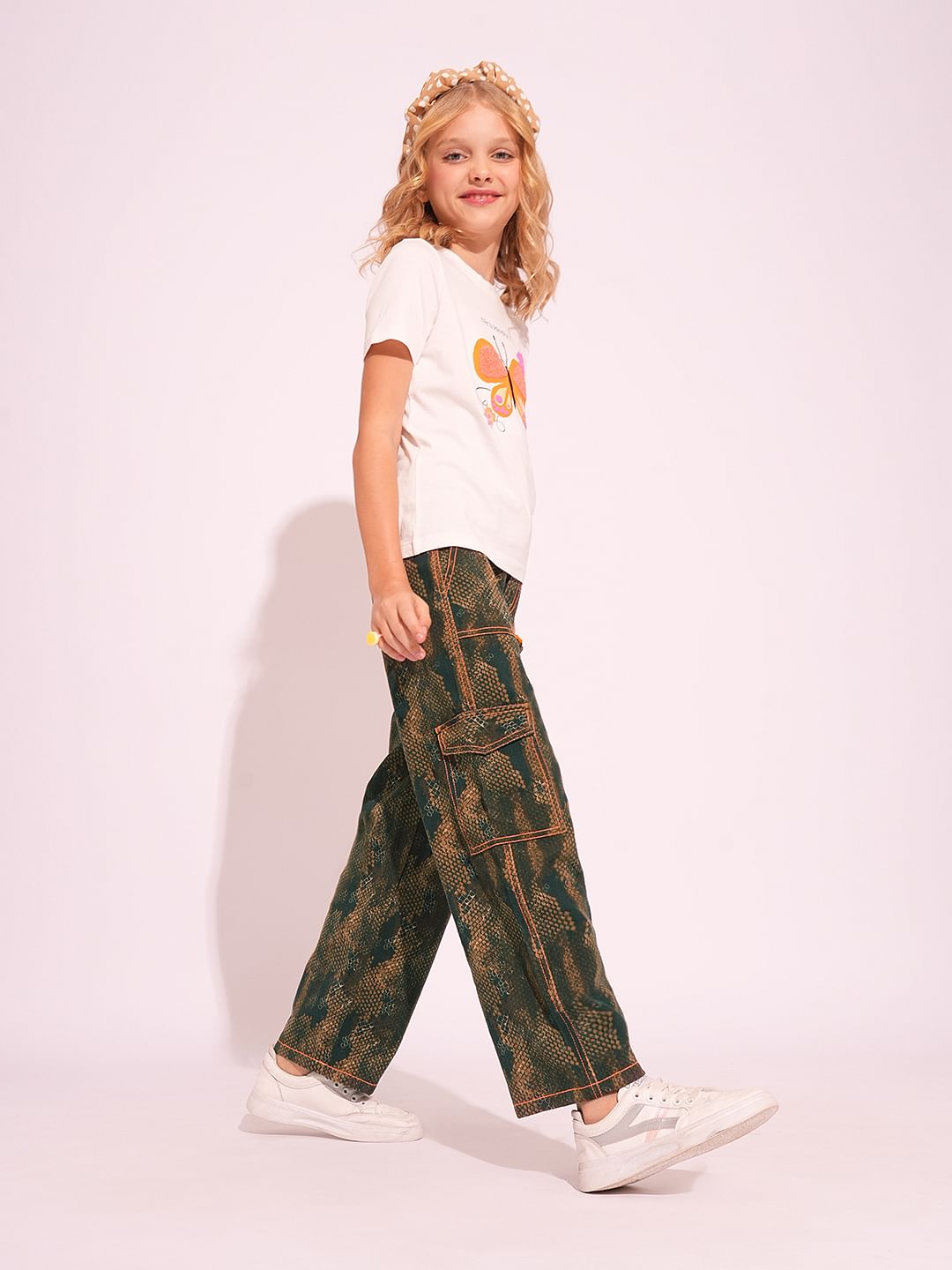 X Jungle Book Green Animal Print Straight Fit Pants