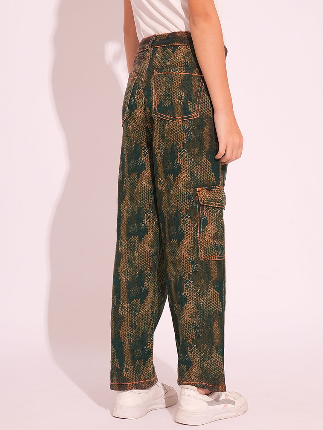 X Jungle Book Green Animal Print Straight Fit Pants