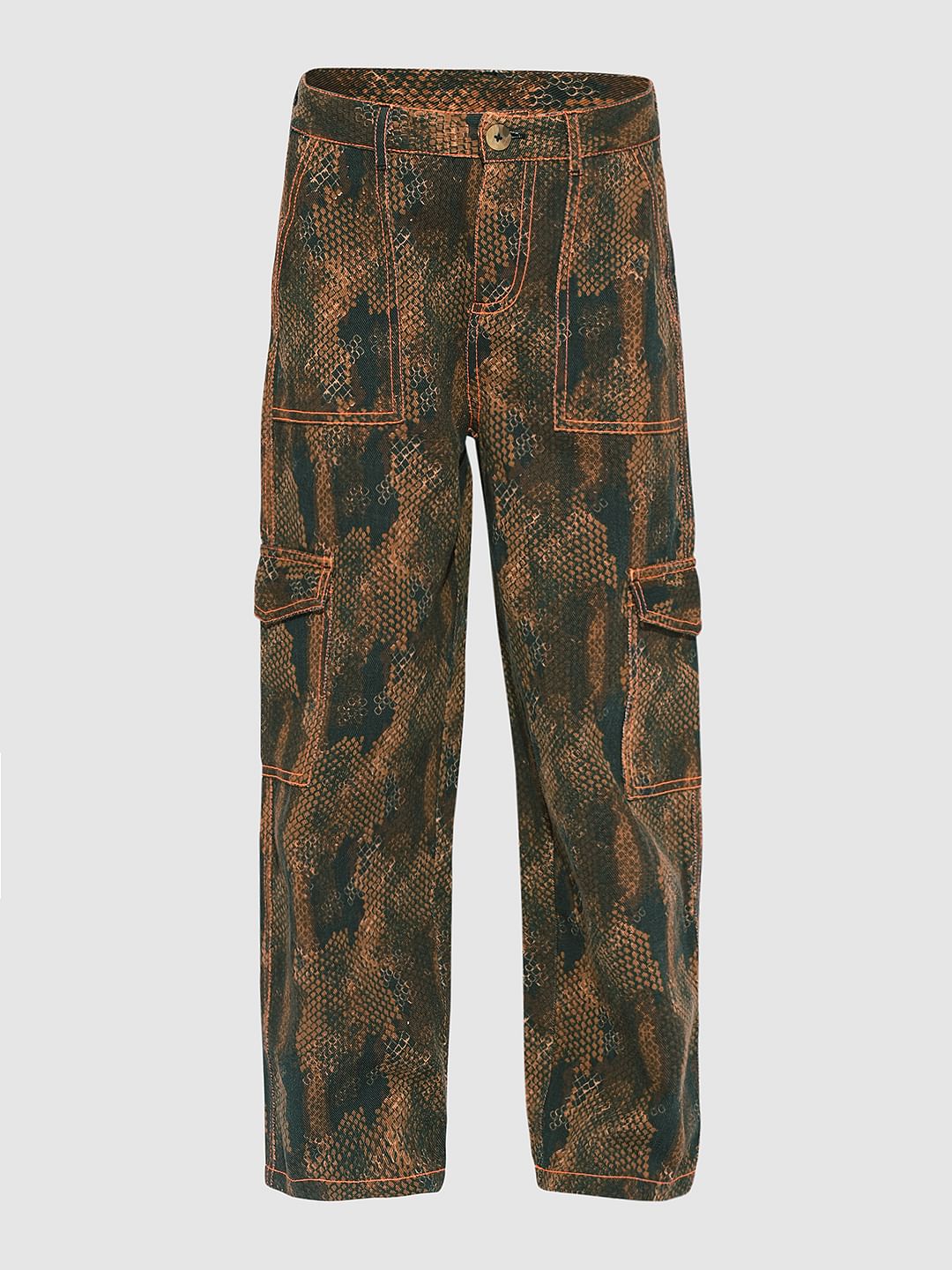 X Jungle Book Green Animal Print Straight Fit Pants