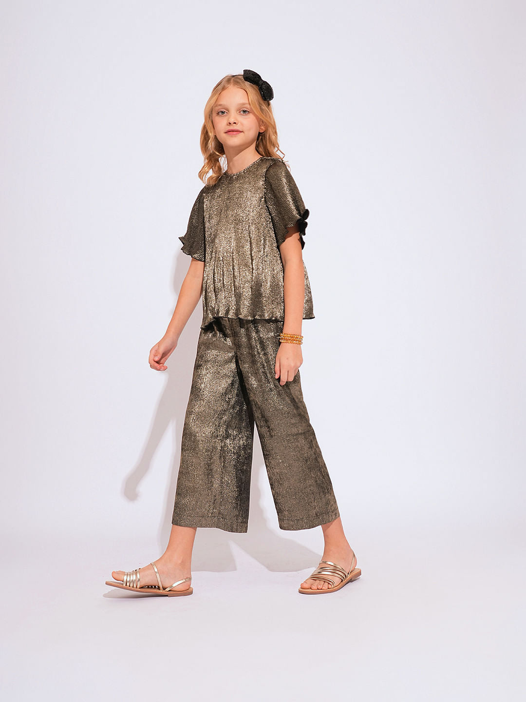 Girls Black Shimmer Co-Ord Set Pant