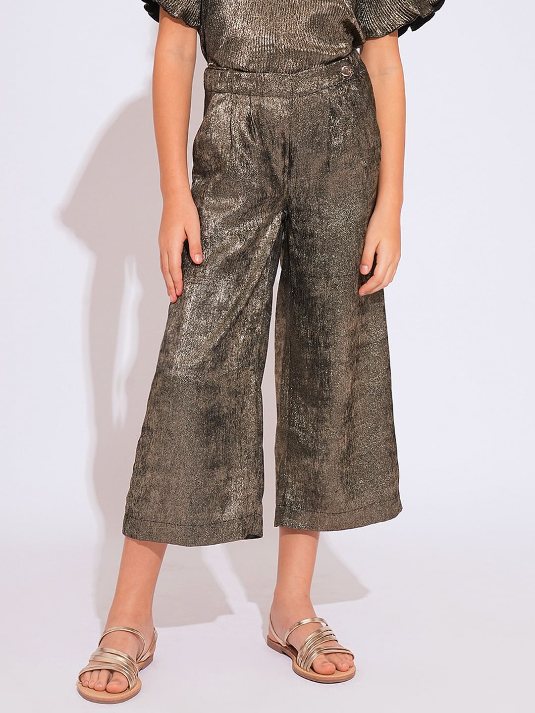 Girls Black Shimmer Co-Ord Set Pant