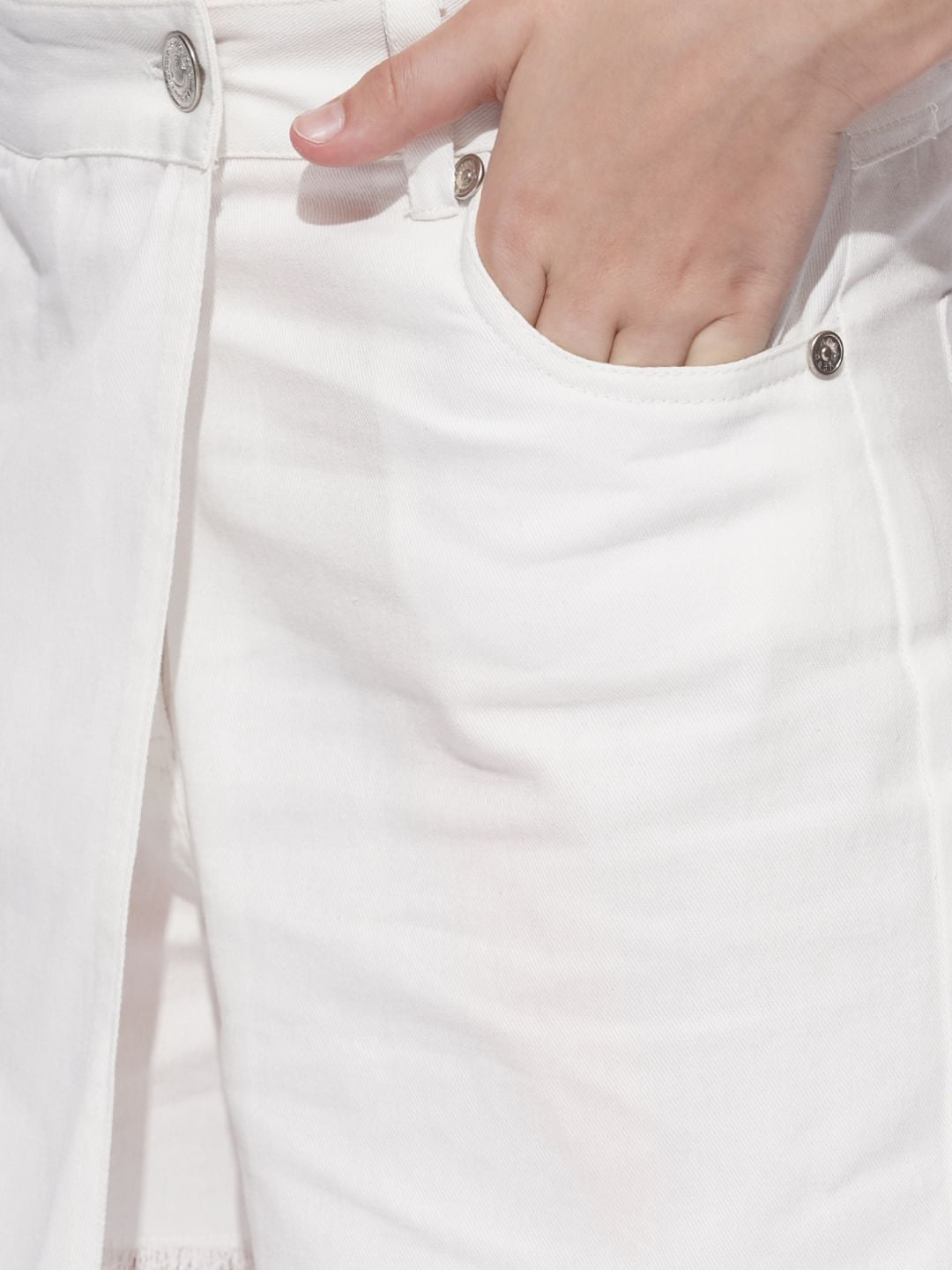 Girls White Denim Skorts