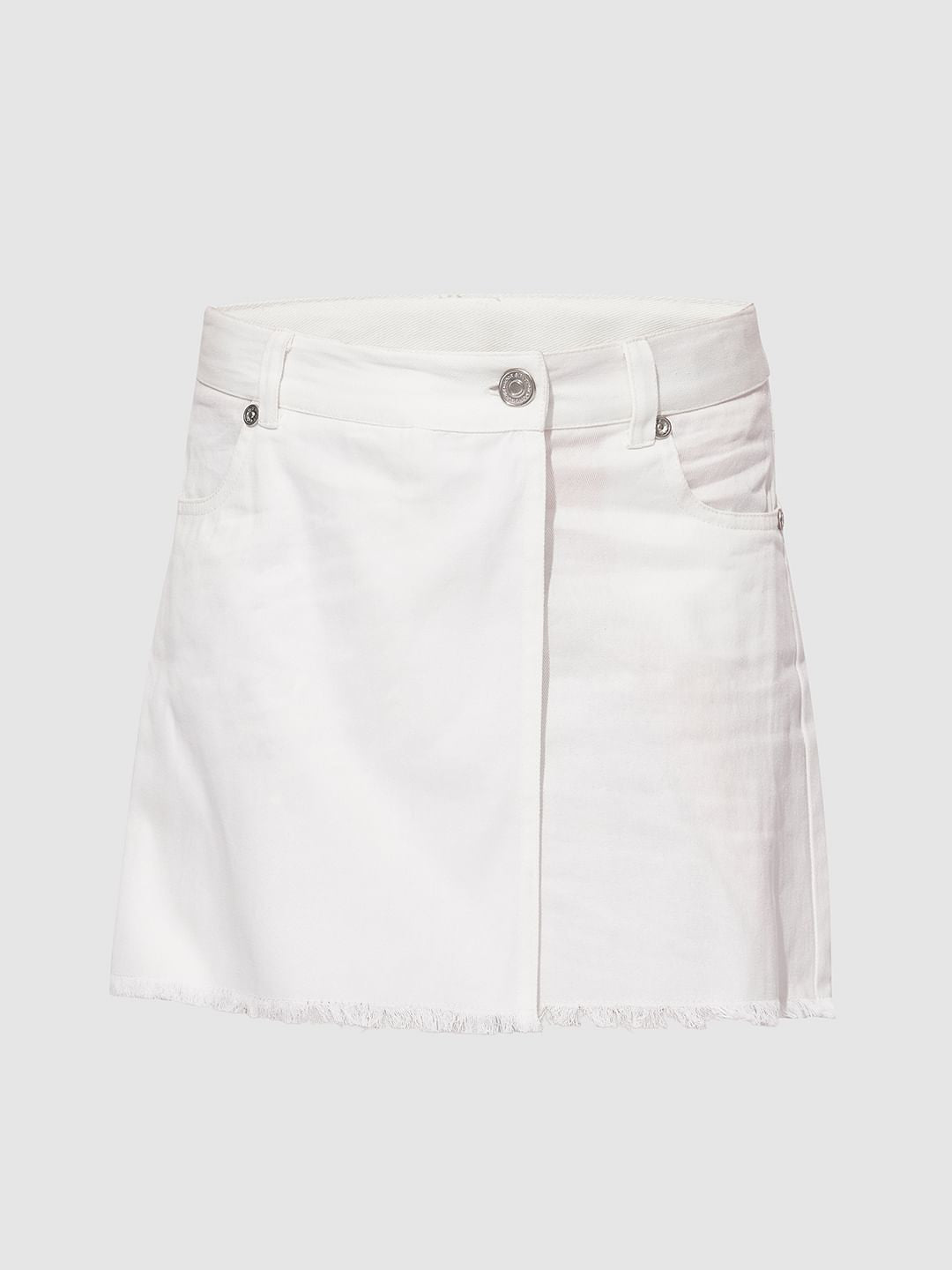 Girls White Denim Skorts