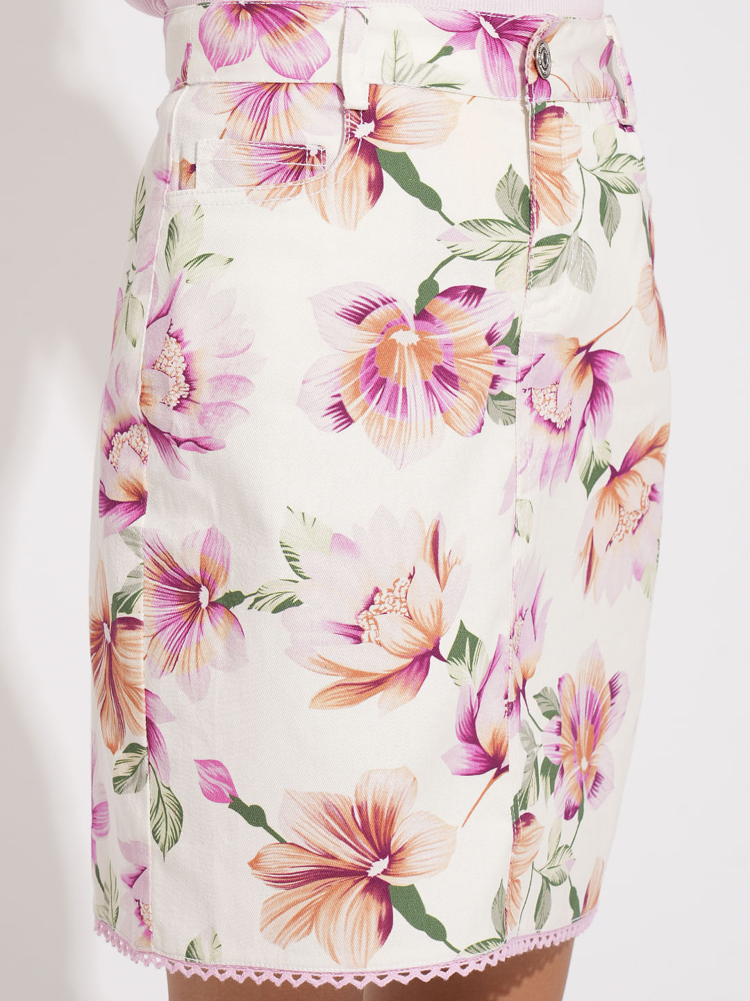 Girls Pink Floral Co-Ord Set Skirt