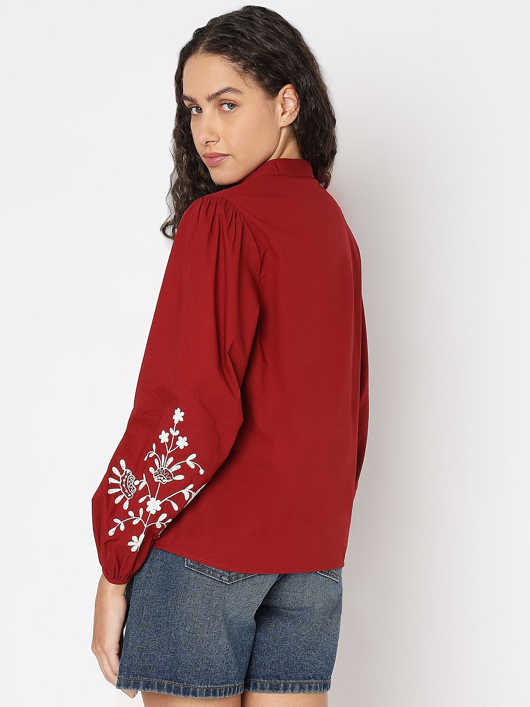 Deep Red Printed Top