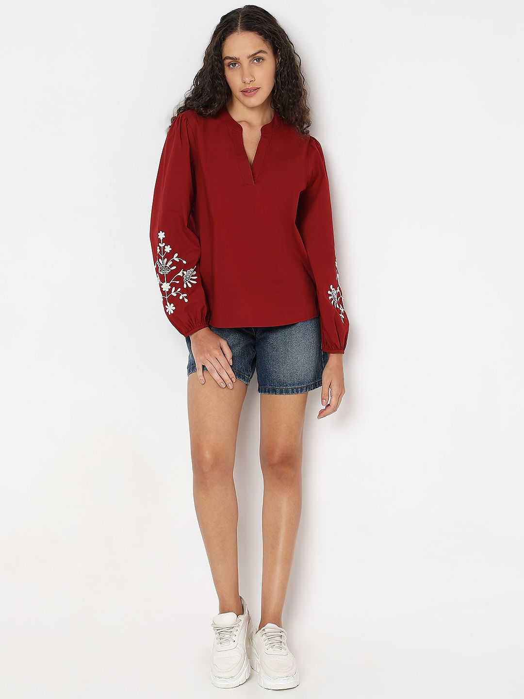 Deep Red Printed Top