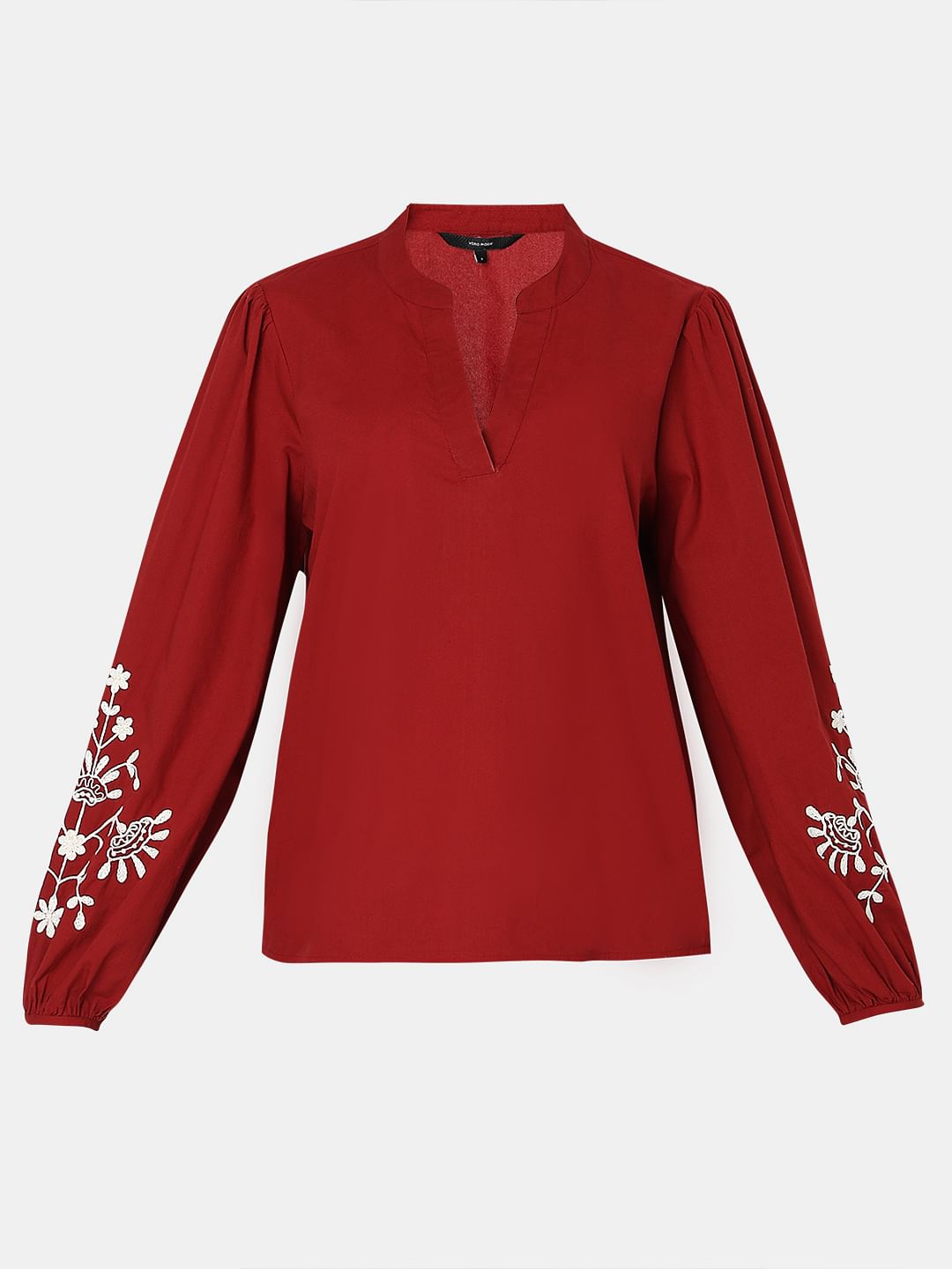 Deep Red Printed Top