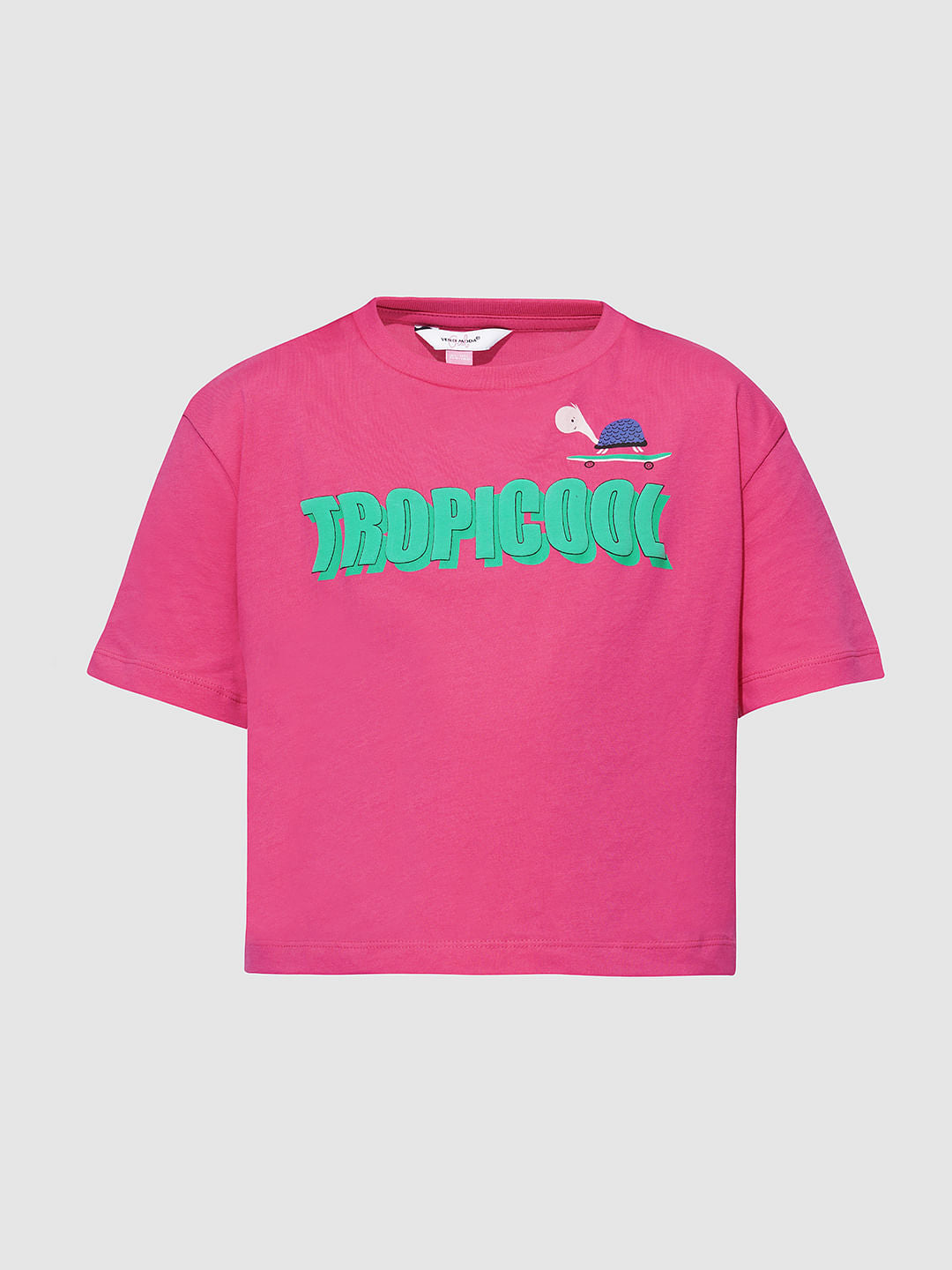 Girls Pink Tropical Print T-Shirt