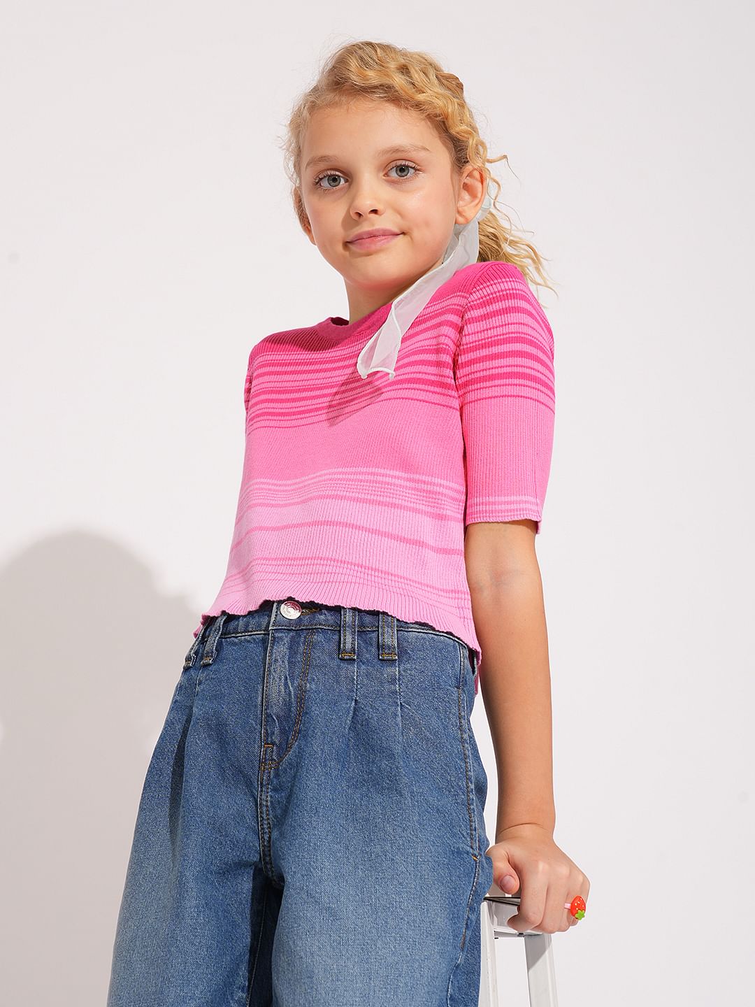 Girls Pink Knitted Top