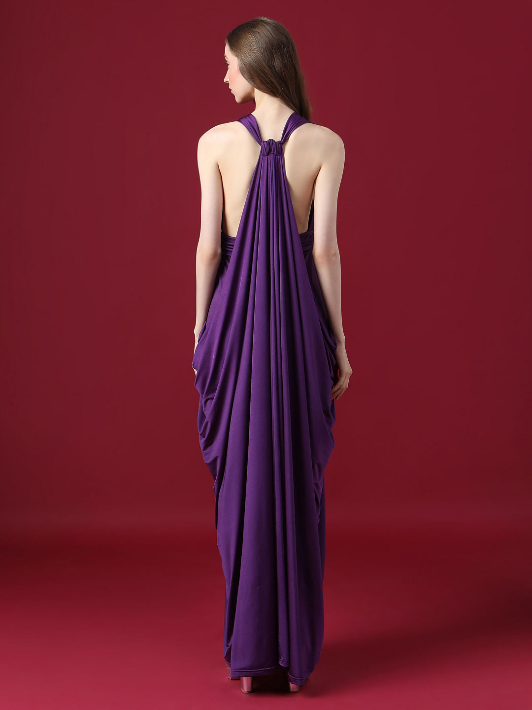 Marquee Purple Cowl Back Maxi Dress