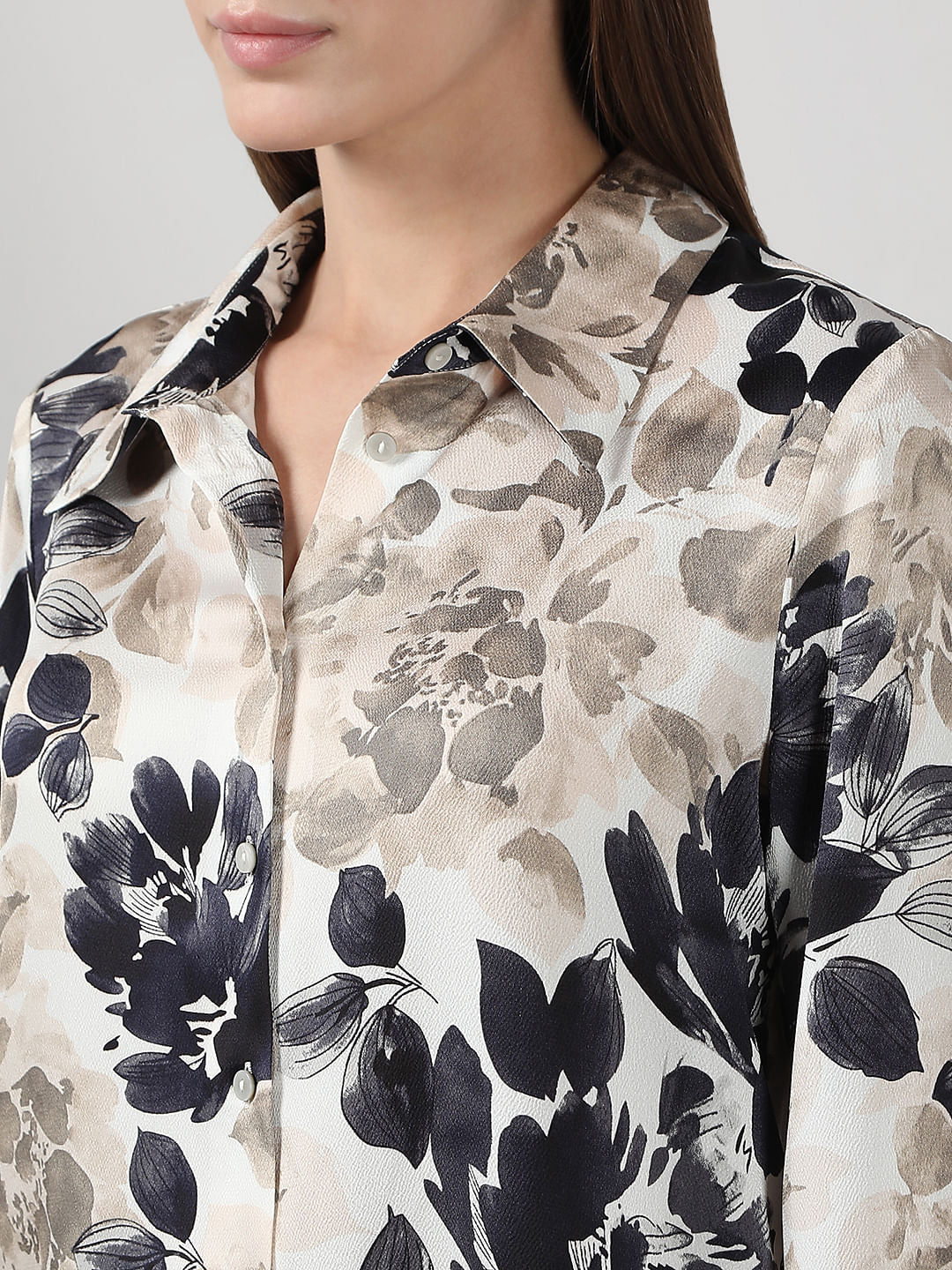 Beige Floral Shirt