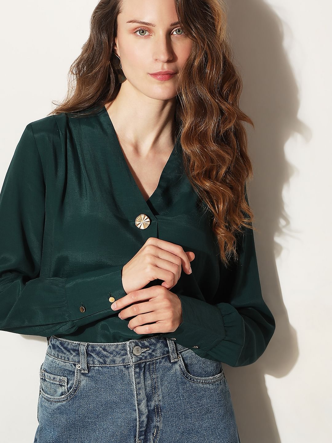 Dark Green Full Sleeves Top