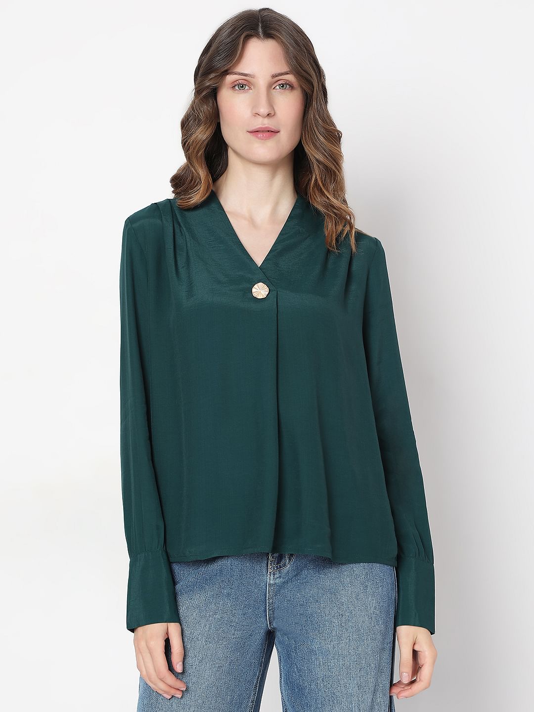 Dark Green Full Sleeves Top