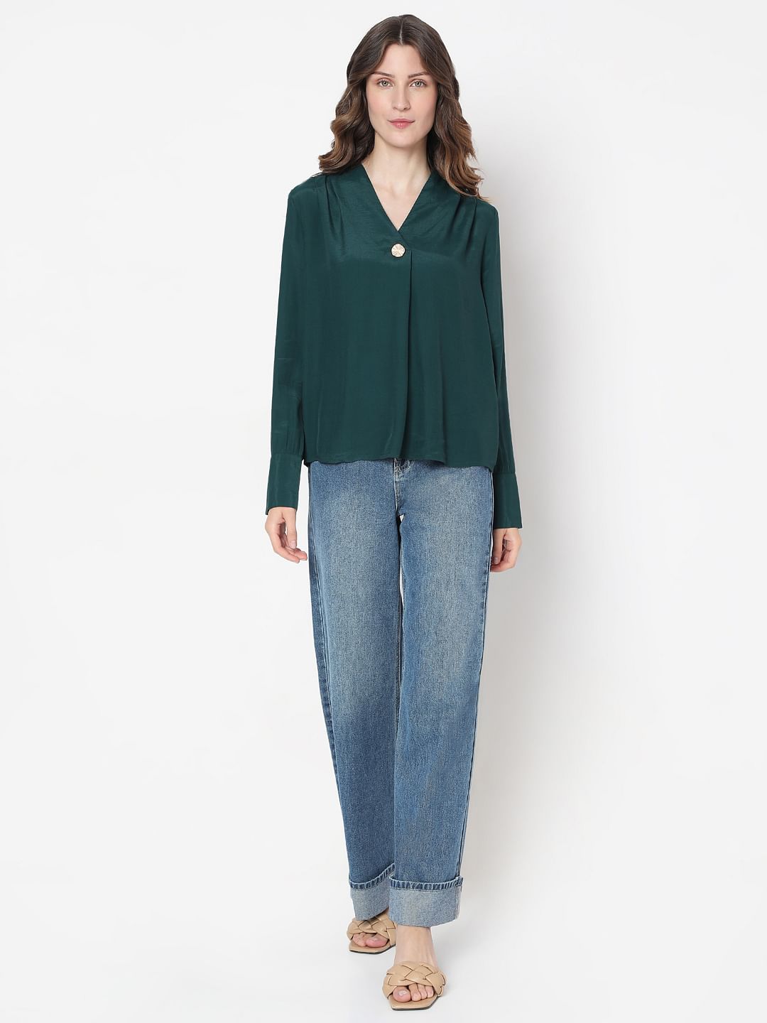 Dark Green Full Sleeves Top