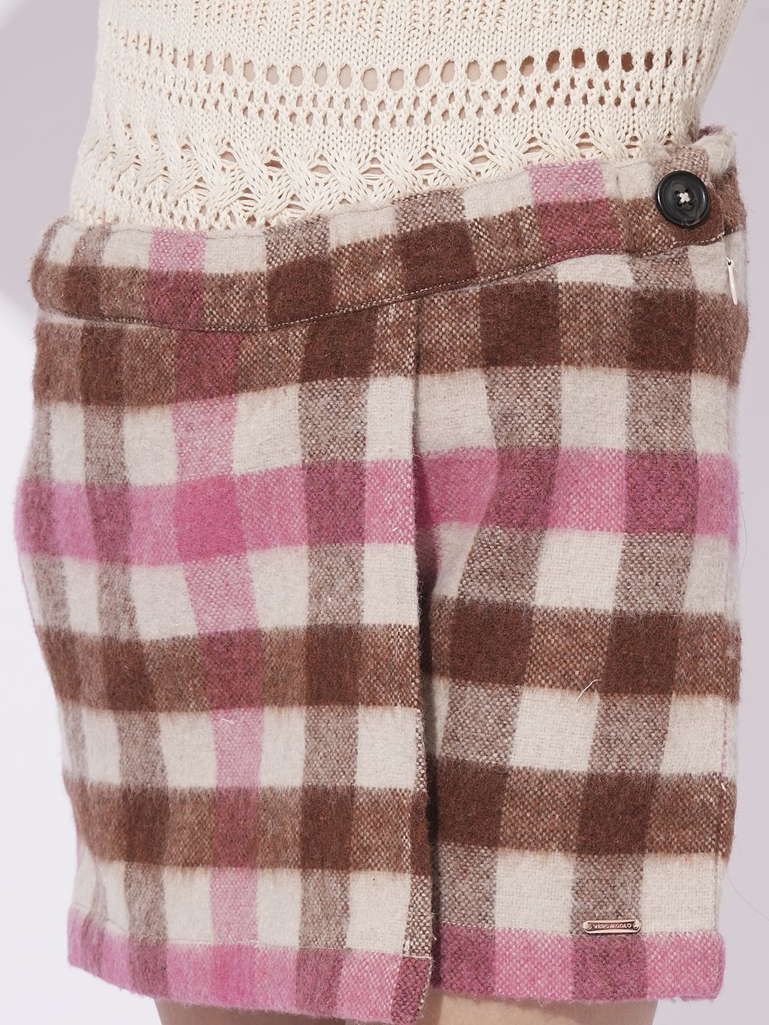 Girls Maroon Check Skort