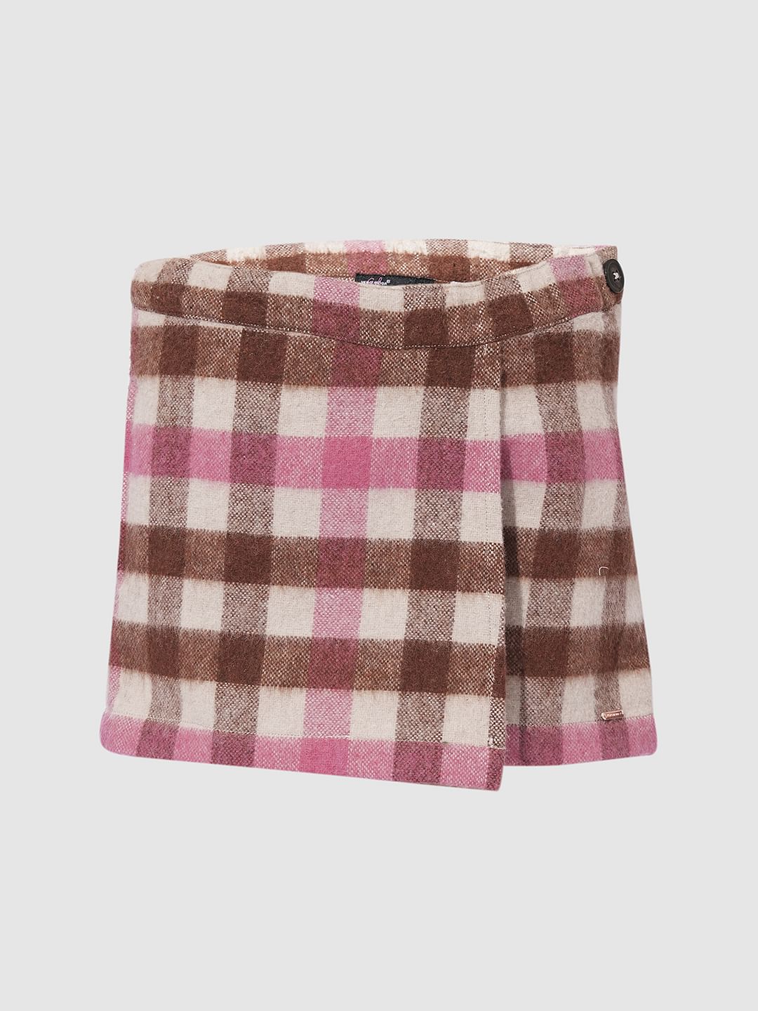 Girls Maroon Check Skort