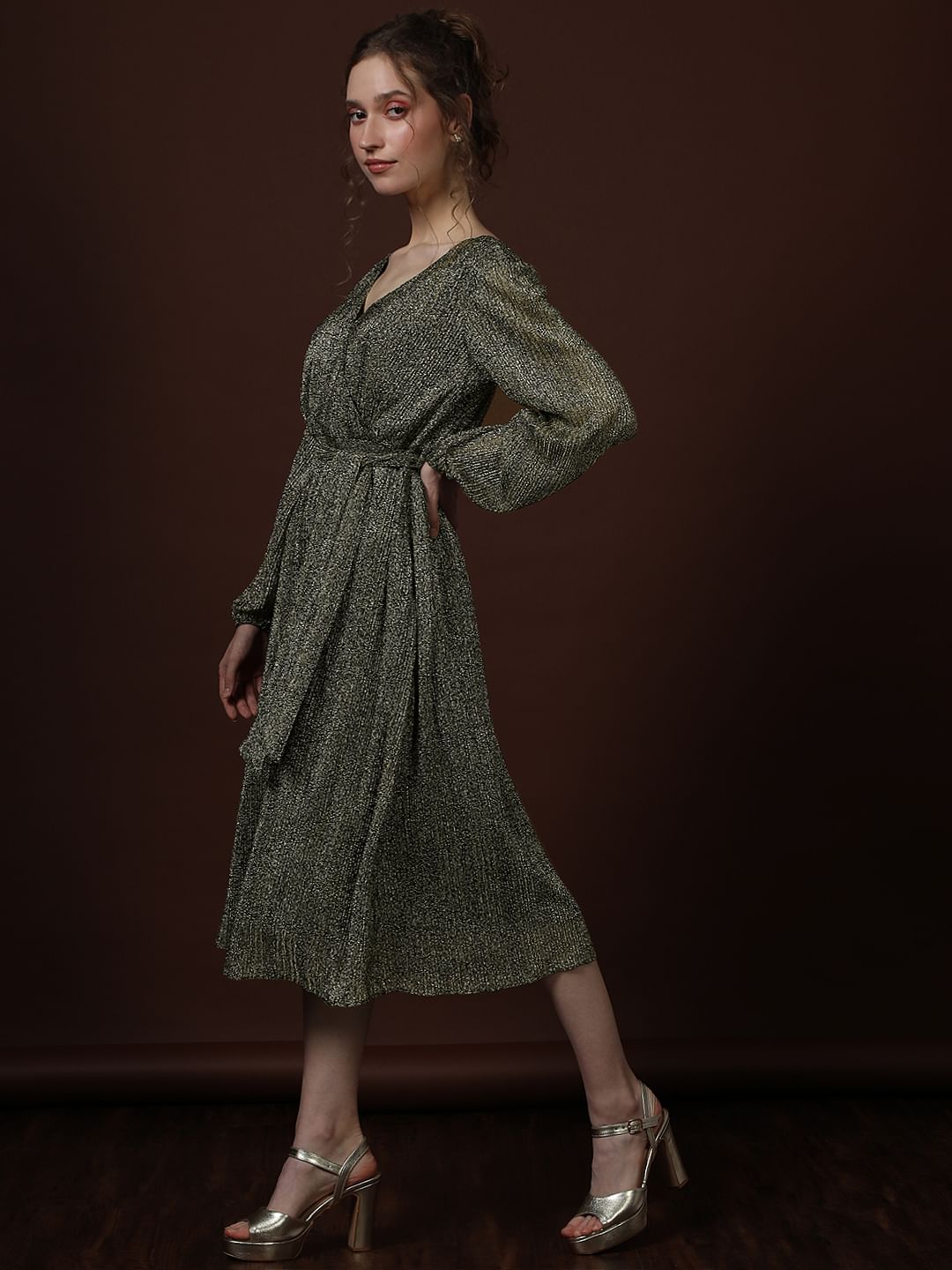 Black Shimmer Wrap Dress