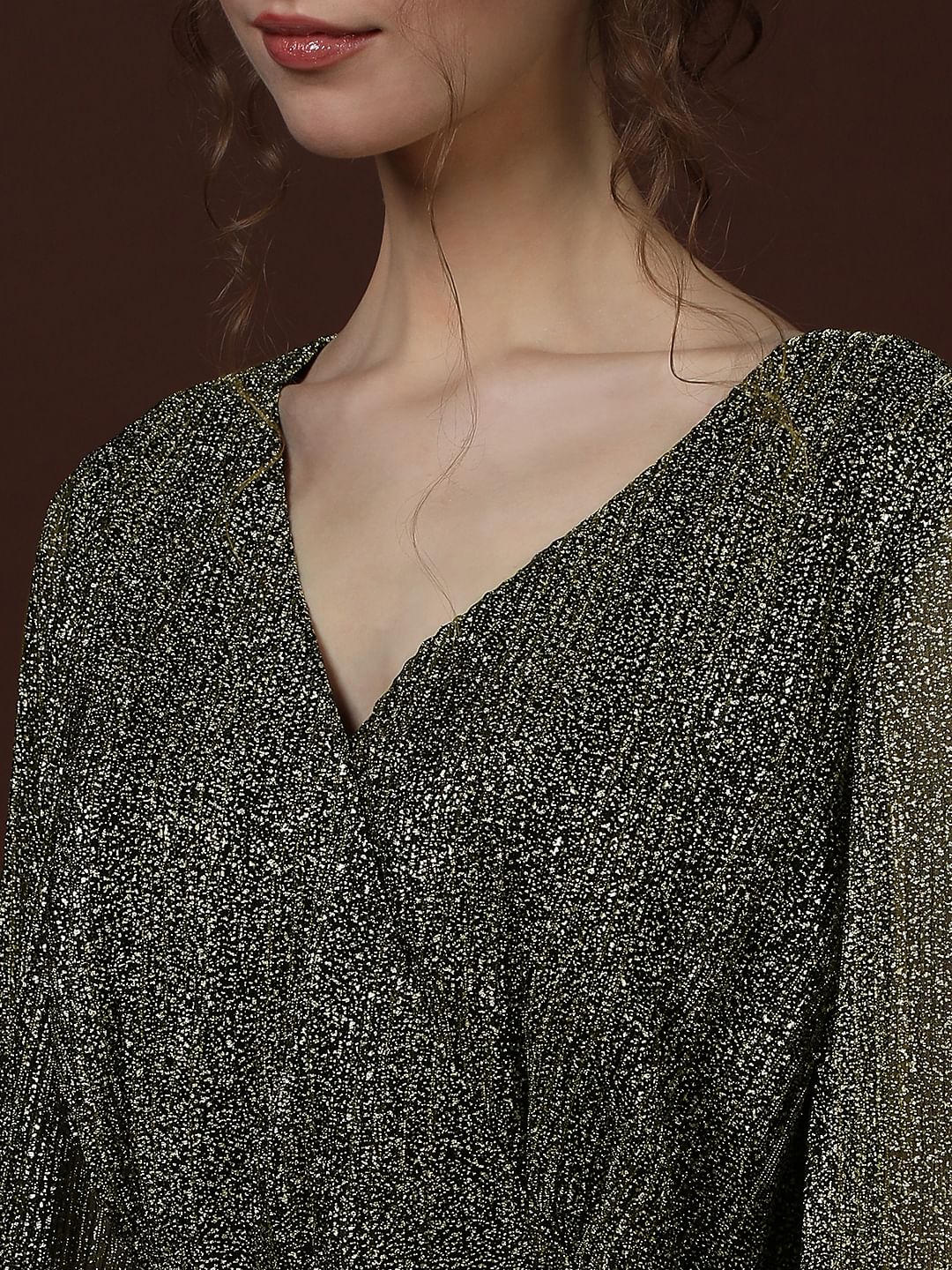 Black Shimmer Wrap Dress