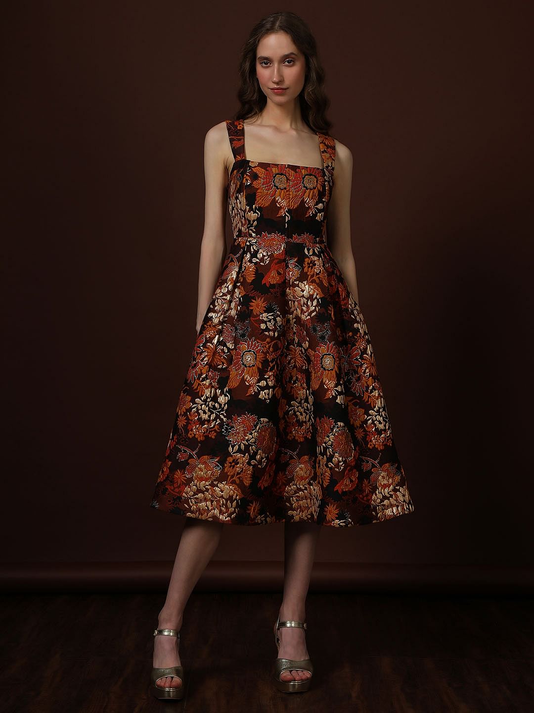 Black Floral Jaquard Dress