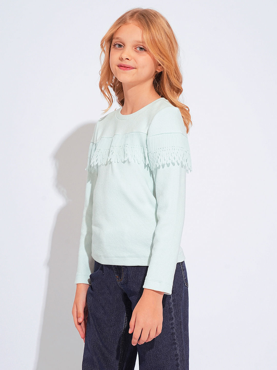 Girls Turquoise Full Sleeves Top